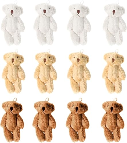 KUDES 12 piezas de 2.4 in, mini oso de peluche conjunto de animales de peluche, caja de regalo de boda, juguete para cumpleaños, decoración de boda,