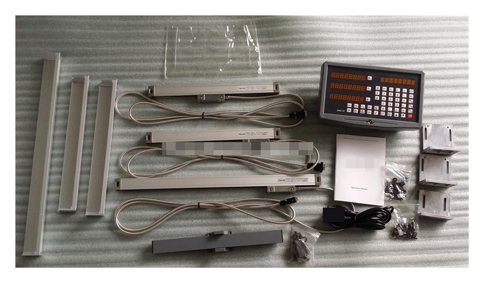 DISIROU Linear Scale Encoder, High Precision 0.001mm Mill and Lathe DRO Kit 3 Axis Digital Readout and 3 Pcs 1um 0.001mm Linear Scale for Lathe Milling