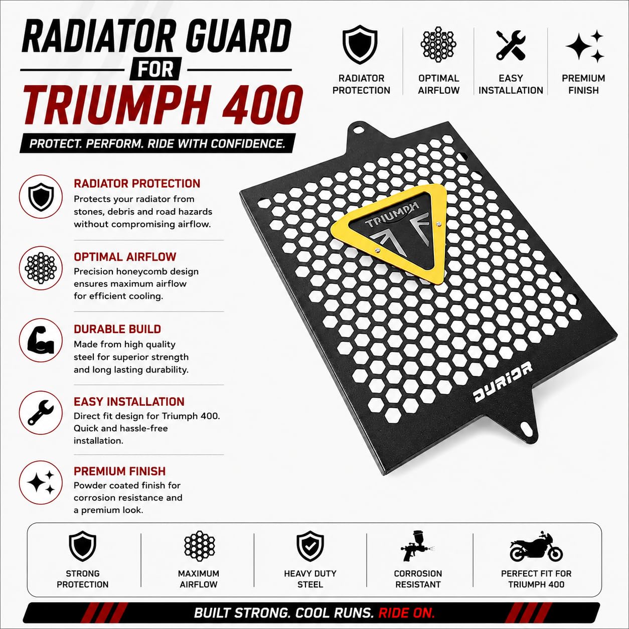 MOXZILLA Radiator Guard Compatible with Triumph Speed 400 Direct