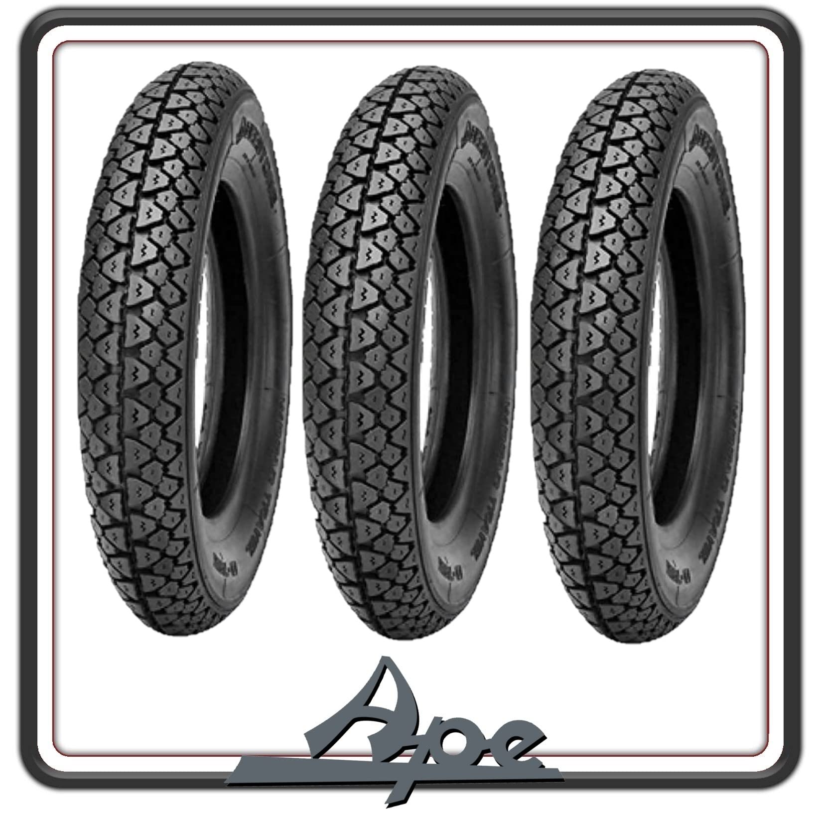 KIT TRE PNEUMATICO PNEUMATICI COPERTONI COPERTONE GOMME BATTISTRADA COPERTURE PER APE 50 TUTTI I MODELLI.