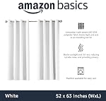Amazon Basics Room Darkening Blackout Window Curtains with Grommets - 52 x 63-Inch, White, 2 Panels
