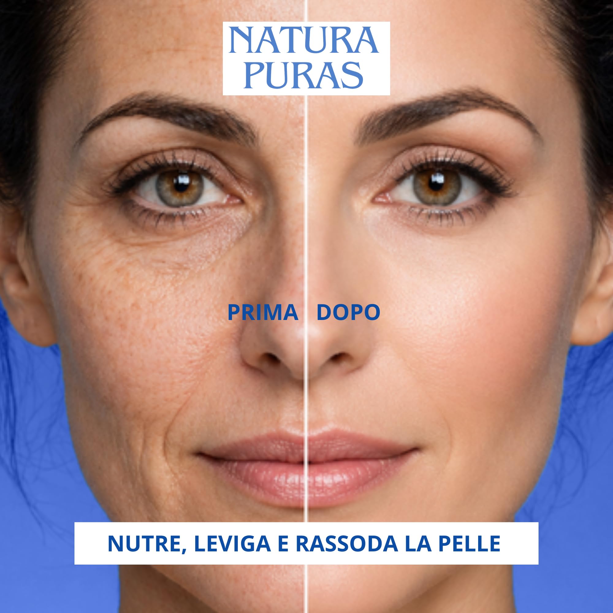 Crema Viso Antirughe Effetto Filler e Lifting, 50ml NaturaPuras | Triplo Acido Ialuronico Multipeso, Acmella Oleracea e Caffeina, Rimpolpante, Per Pelle Matura Over 40 e Over 50