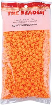 The Beadery 6 by 9mm Barrel Pony Bead, Orange, Small, 900-Pieces