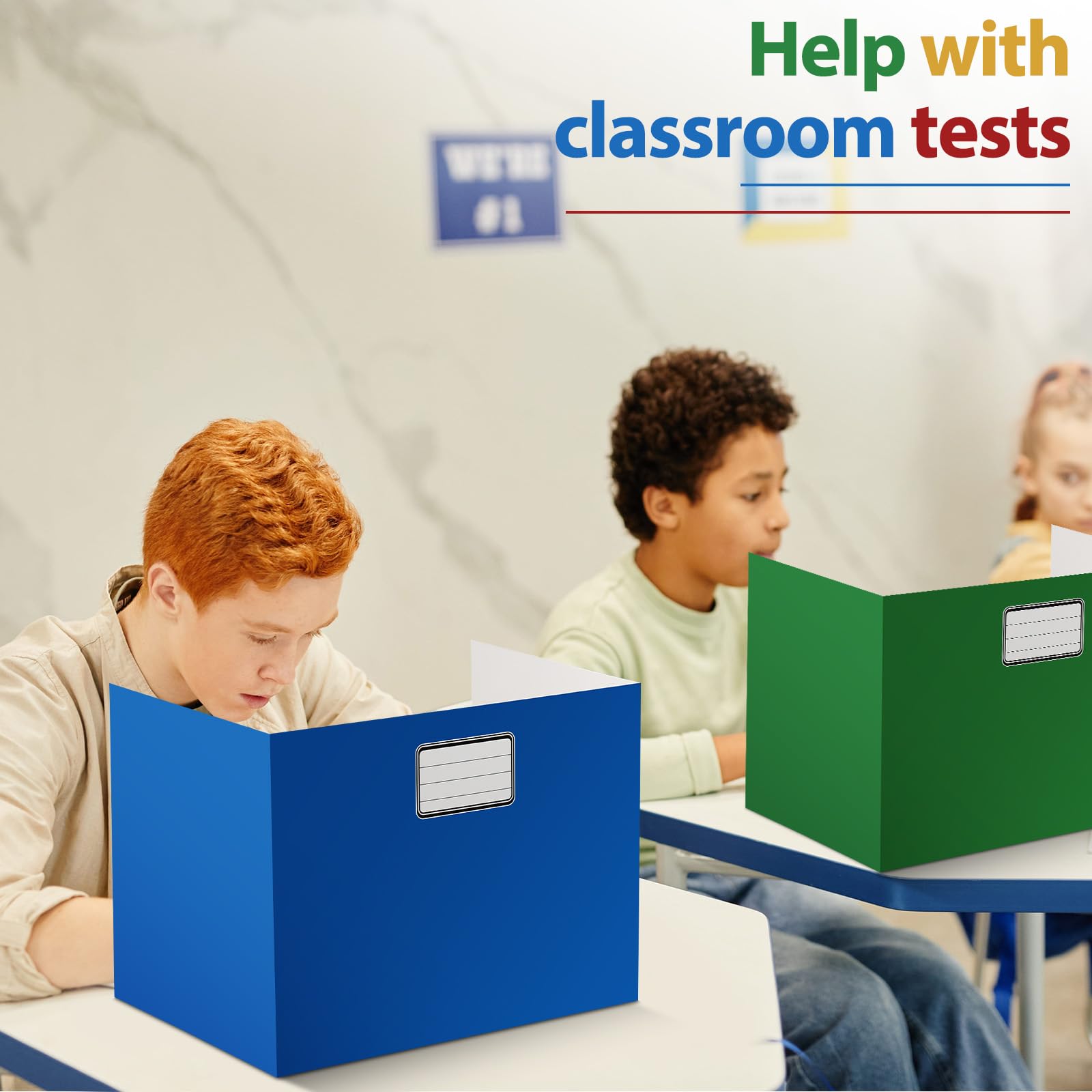 Sabary 24 Stück Sichtschutzmappen für Schüler, Schreibtisch-Trennwände, Test-Trennwände, Standard-Schule, Sichtschutz, beschichteter Karton für Klassenzimmer, Lehrerbedarf, hält Augen vor dem
