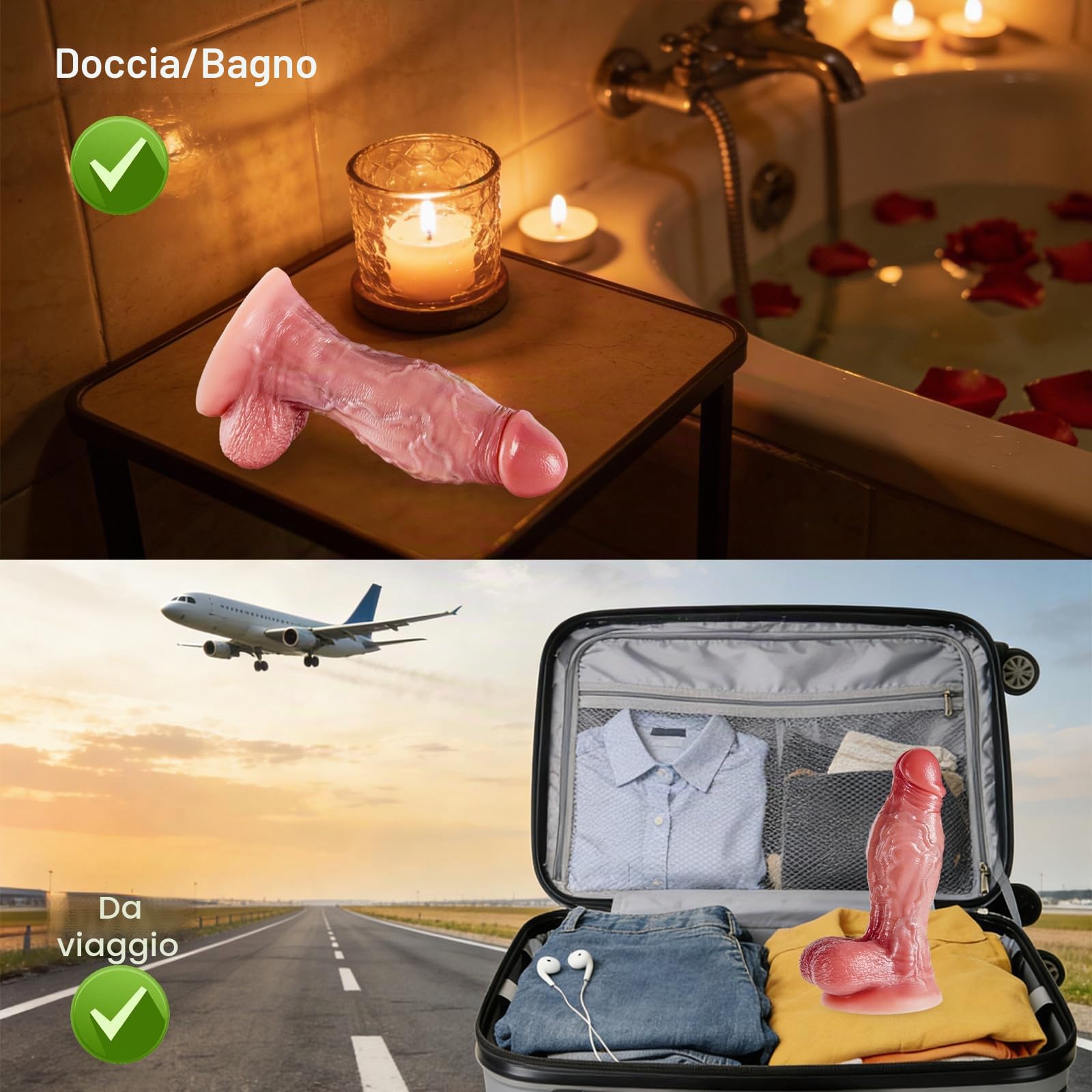 Fallo Lifelike Realistico Spesso 22 cm in Silicone Doppia Densità Morbido, Dildo Largo XXL con Ventosa Potente Anale G-Spot Diametro 6 cm Strapon Stimolazione, Sex Toys per Donna & Uomo