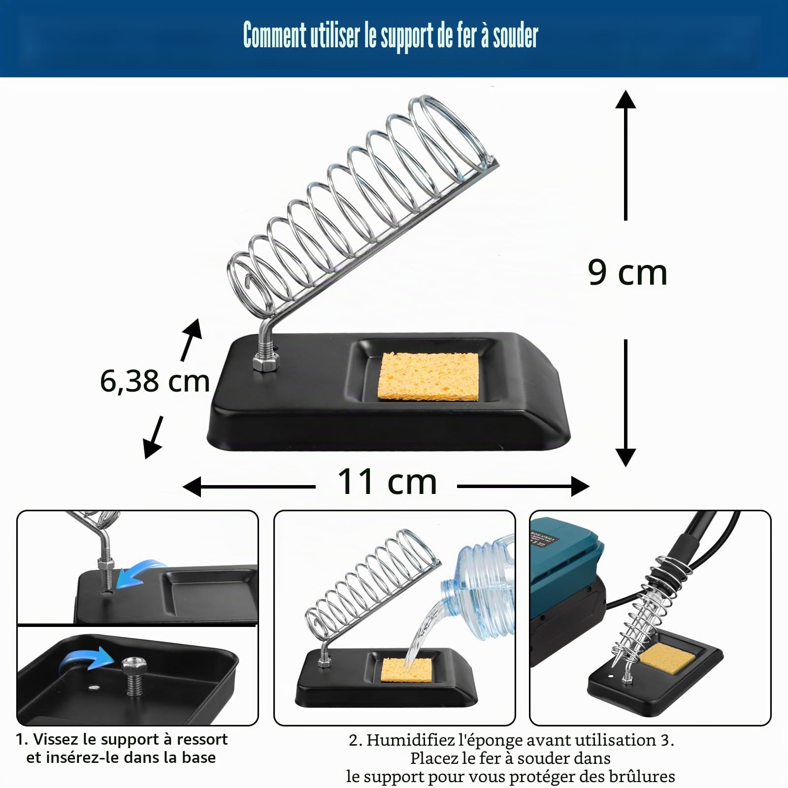 TPDL Fer à Souder Sans Fil Pour Bosch Professional 18 V Système GBA, 60 W, Température Réglable 51-480 °C, Avec Interrupteur ON/OFF, Support et Fil à Souder 50 g
