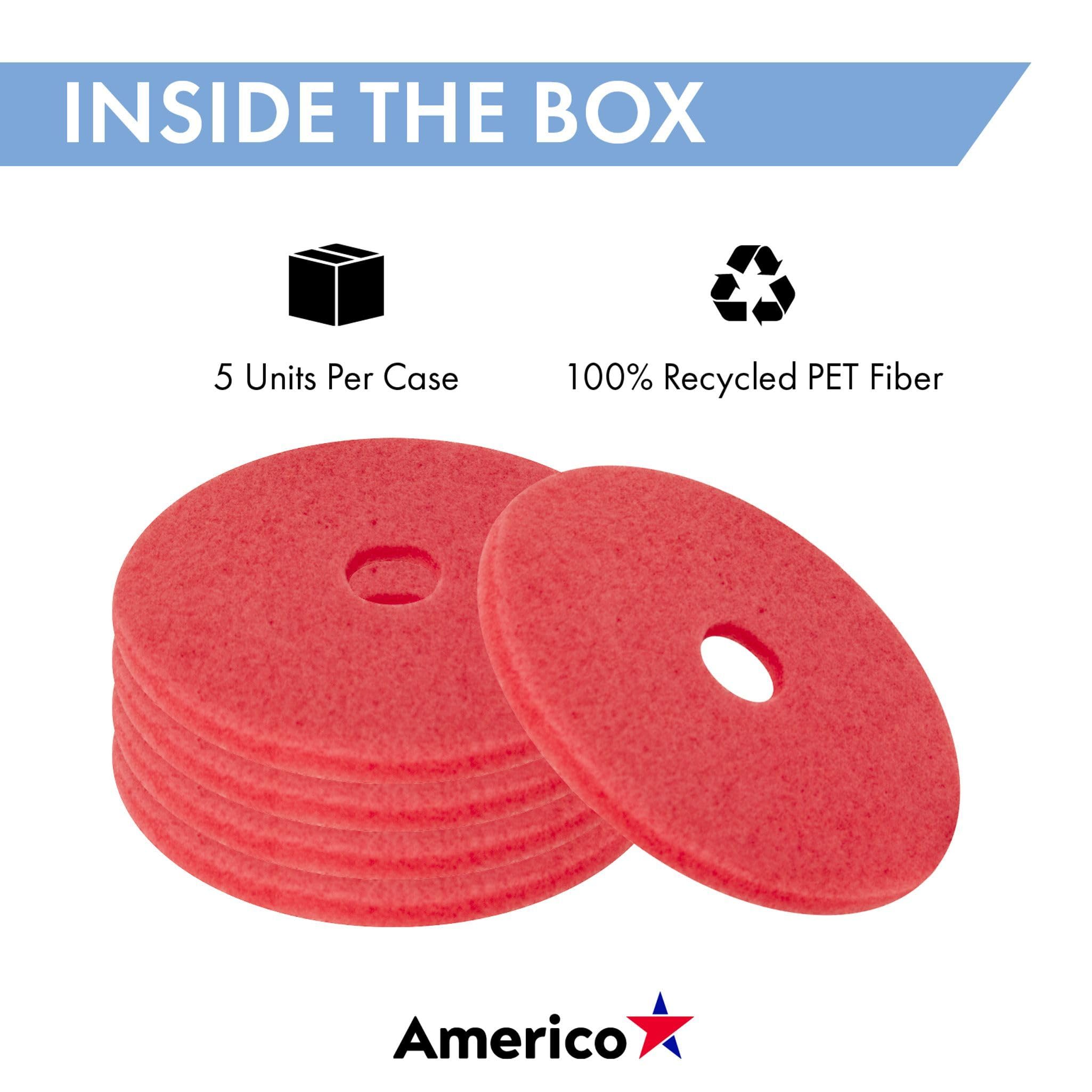Americo fabricación 404416 rojo pulido piso Pad (5 unidades), 16 "