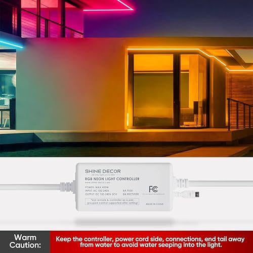 Miniatura 2 de Shine Decor Controlador con control remoto, fuente de alimentación para luces LED RGB de neón de 0.394 in de ancho x 0.787 in de alto