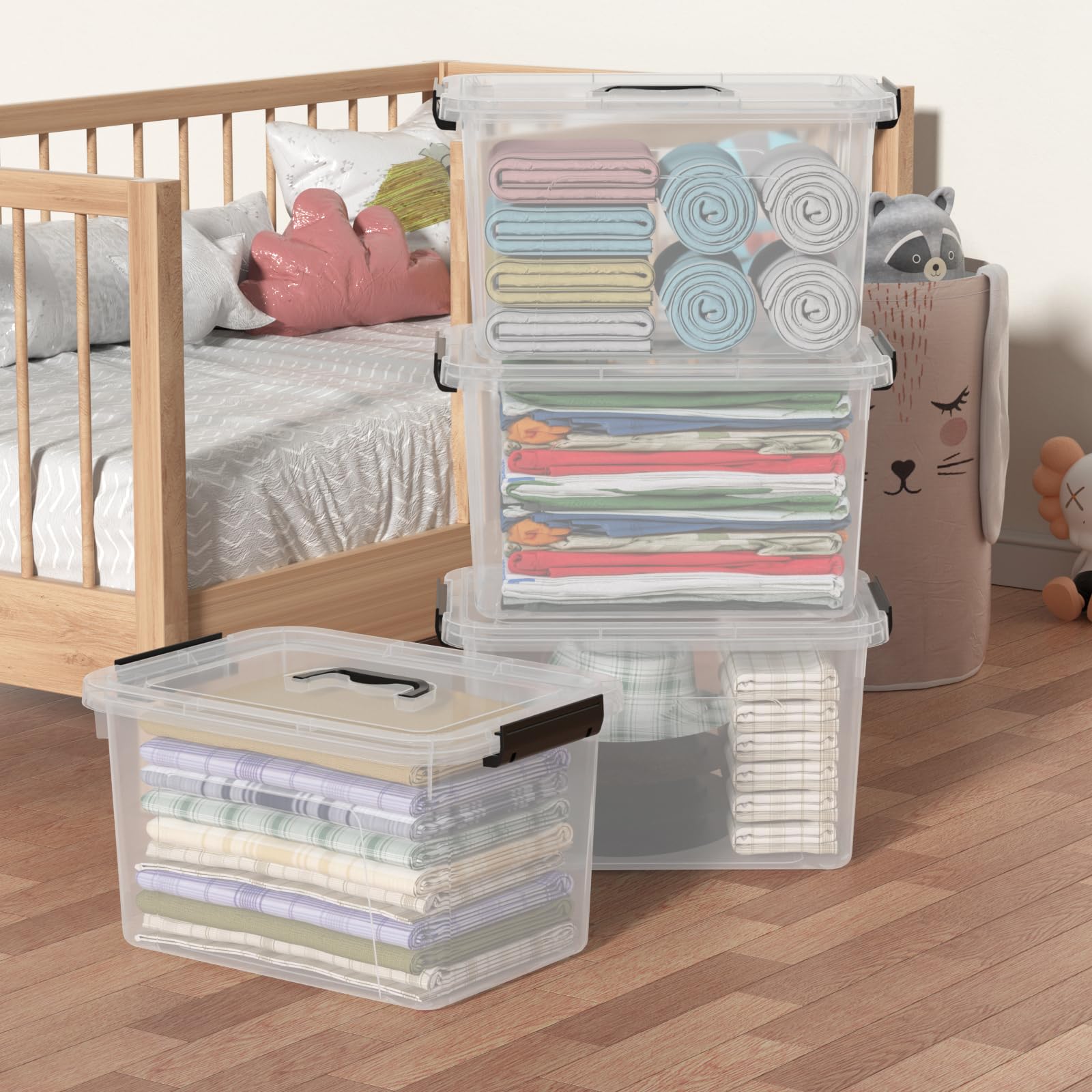 Amazon.co.jp: Parlynies 4個パック 18L プラスチック収納ボックス 蓋