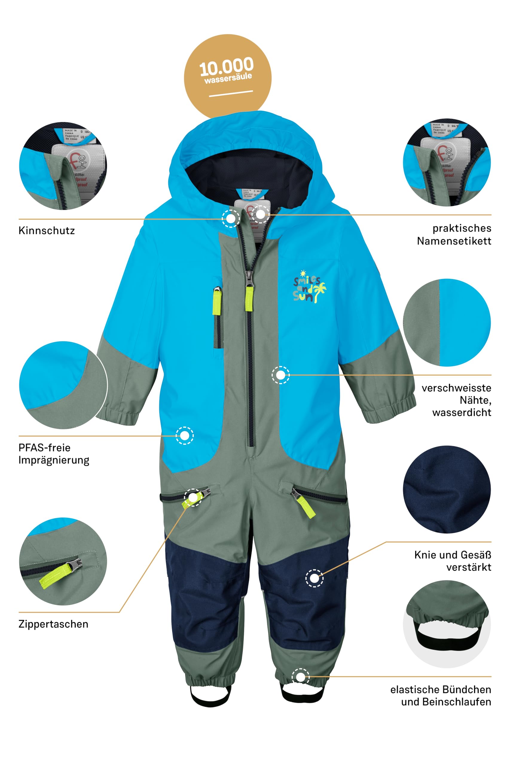 first instinct by killtec Kinder Funktionsoverall/Matschanzug mit Kapuze 42909-000, azur, 86-92, 42909-000