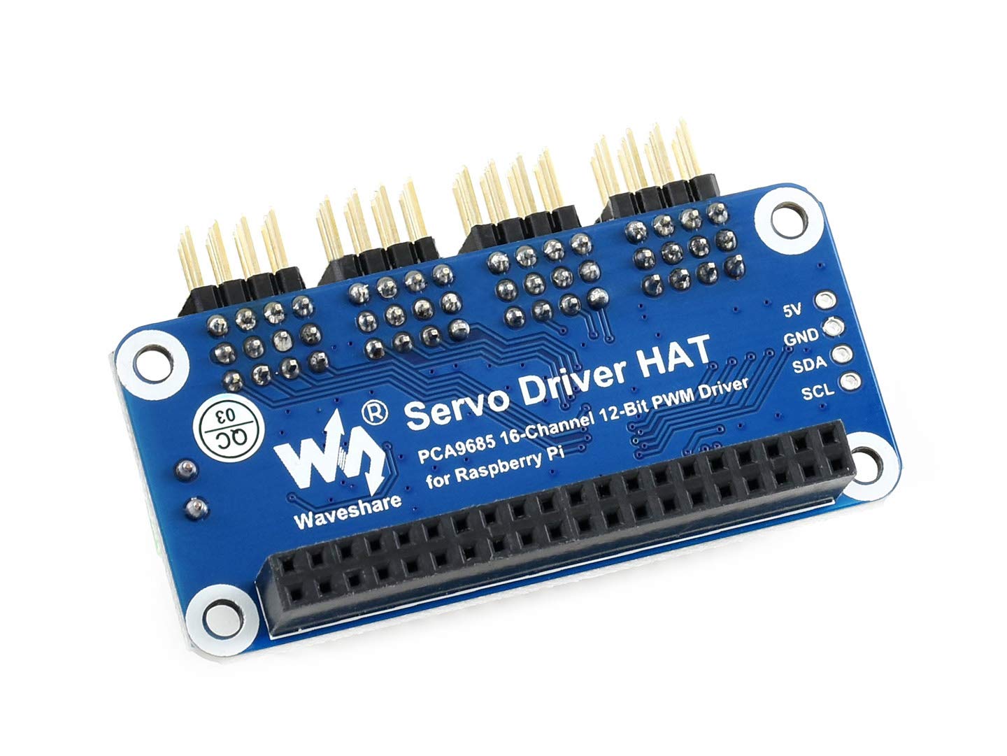 Waveshare Servo Driver Hat (B) for Raspberry Pi 16-Channel 12-bit I2C Interface Right Angle Pinheader