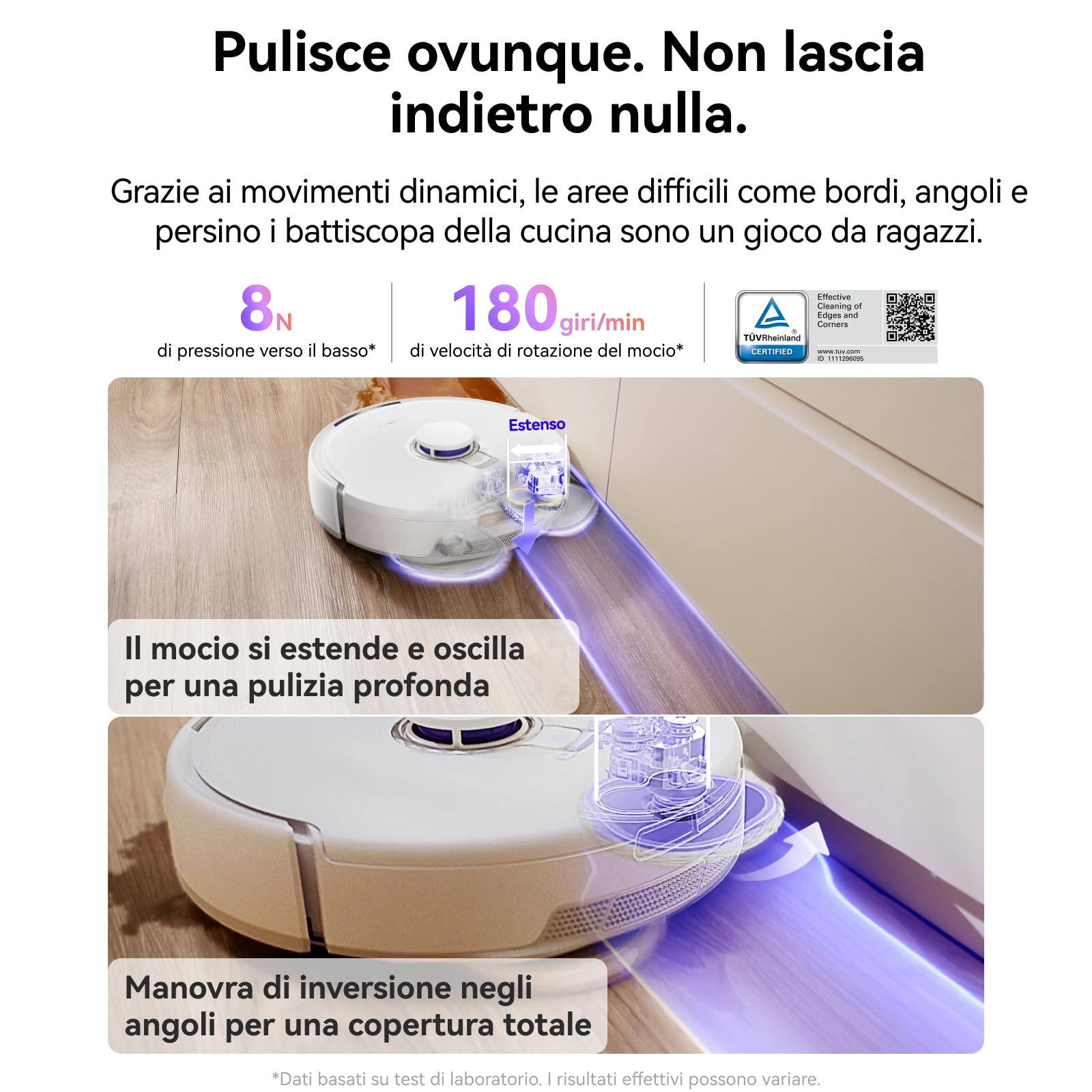 NARWAL Freo Z10 Robot Aspirapolvere e Lavapavimenti con Sistema Anti-Groviglio, 15.000Pa, Lavaggio 75°C, Asciugatura, Sollevamento Auto, Autosvuotamento, Evita Ostacoli, per Peli Animali