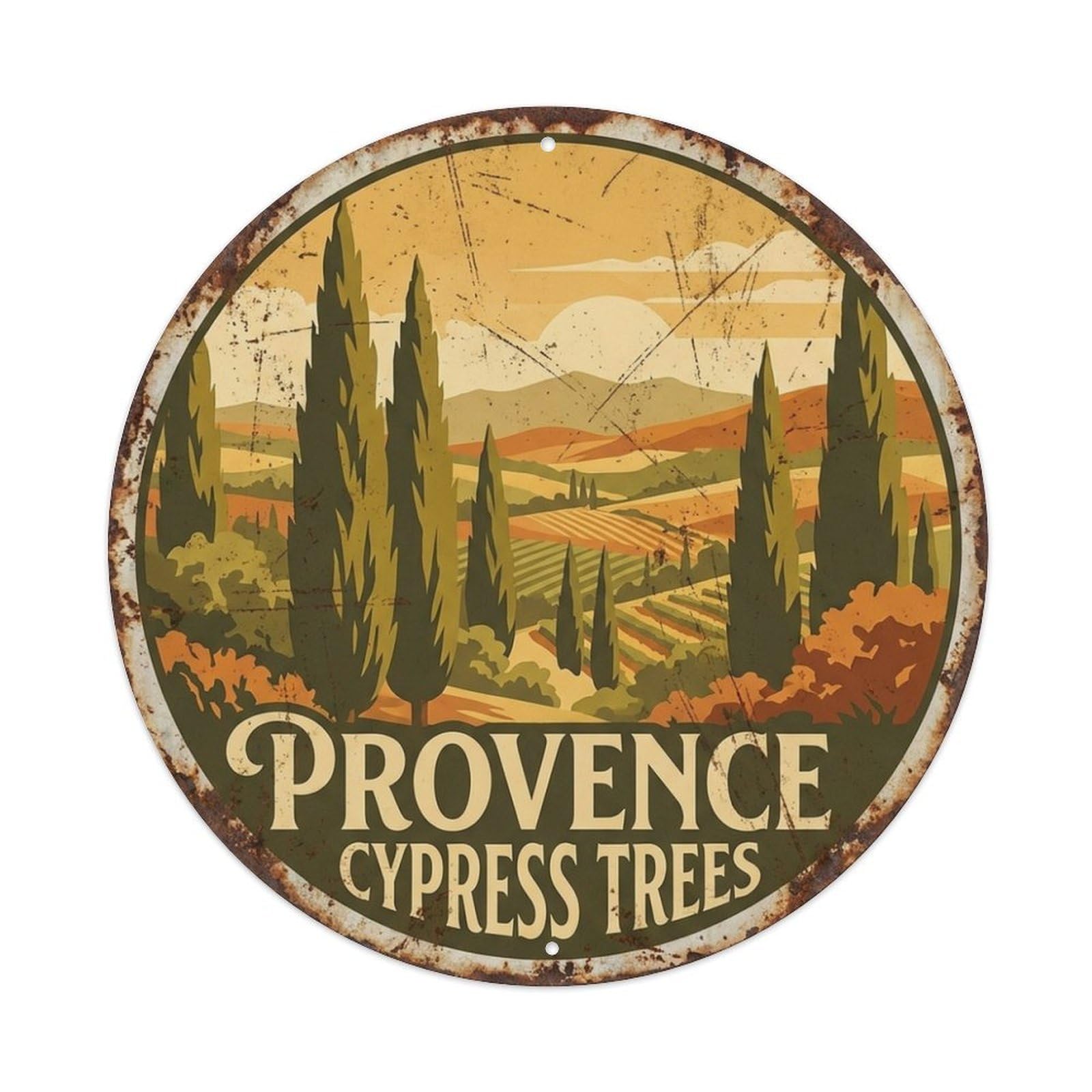 Provence France Cypress Trees Culture Travel Metal Tin Sign