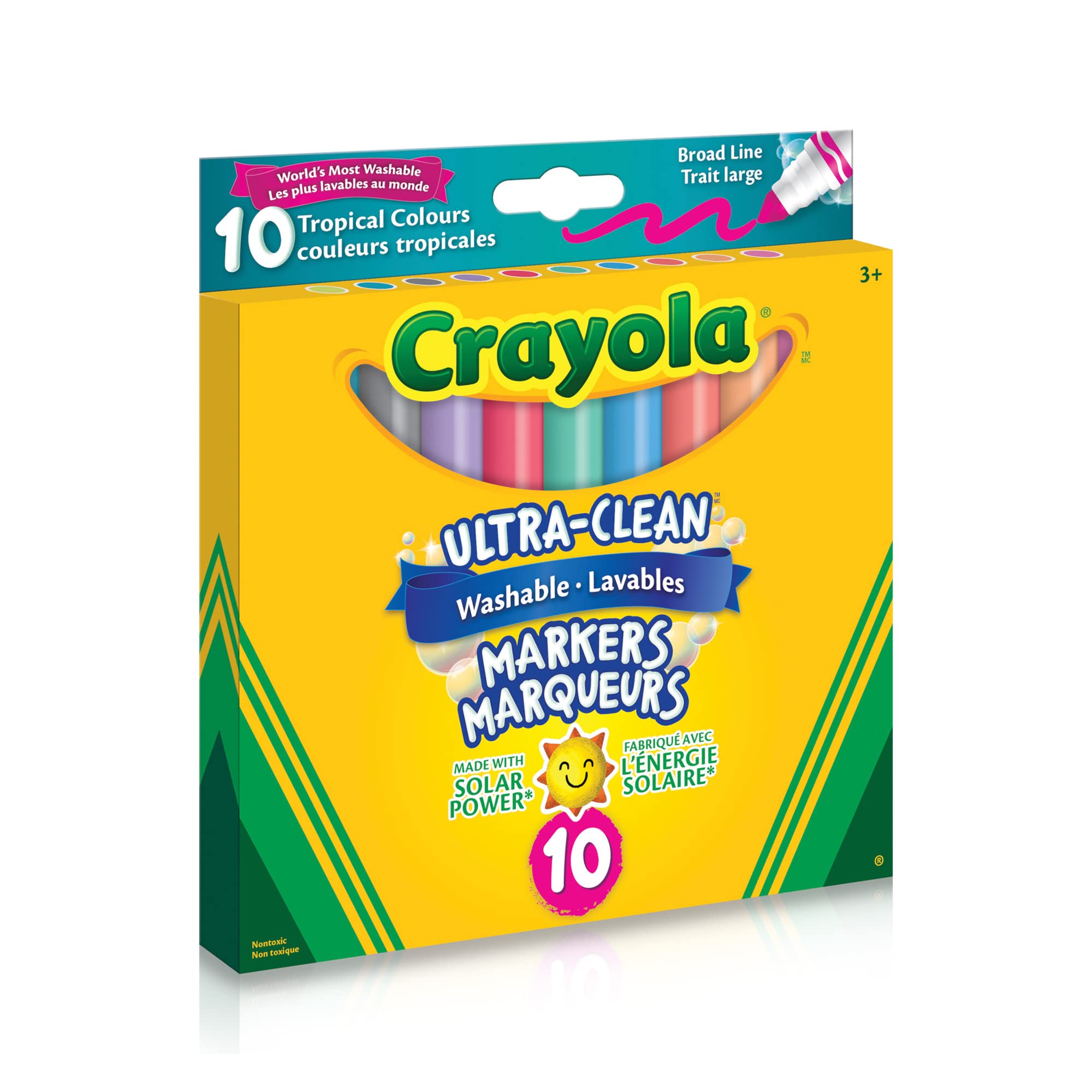 Sinoeem CRAYOLA - Confezione da 10 pennarelli lavabili, ultra puliti, a tratto largo, tropicale