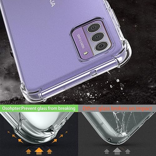 Miniatura 4 de Osophter Funda para Nokia G310 5G, Nokia G42 5G, funda transparente para mujeres y niñas con 2 protectores de pantalla con esquinas reforzadas,
