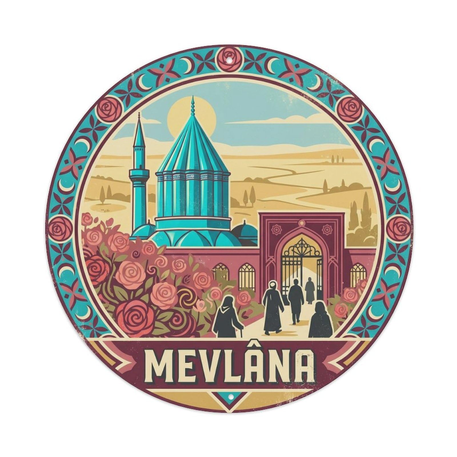 Konya Mevlana Heritage Travel Turkey Color Block Metal Tin Sign