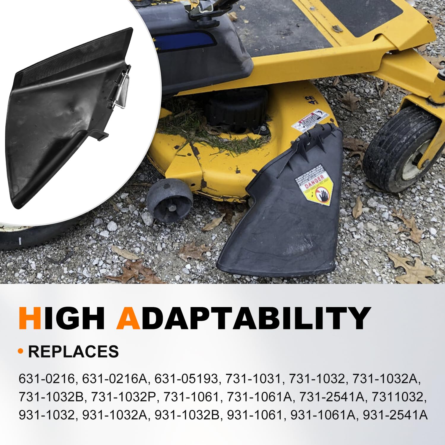 deawater 631-05229 - Conjunto deflector de canal de descarga de cubierta para MTD Craftsman Troy-Bilt Cub-Cadet Murray Yard-Machine Yardman LT1040 LT1045 LT2042 descarga lateral, 631-0216 631-05193
