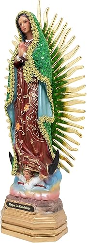 Miniatura 2 de Estatua de resina de Nuestra Señora de Guadalupe - Figura católica, tres vestidos de 8", 12" y 20" con capa frabic  Virgen de Guadalupe figuria