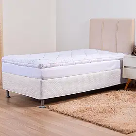 Pillow Top Solteiro Percal 200 Fios 100% Algodão – Macio, Confortável, Lavável, com Elástico para Ajuste Ideal, Proteção e Durabilidade do Colchão, Para Pets e Crianças