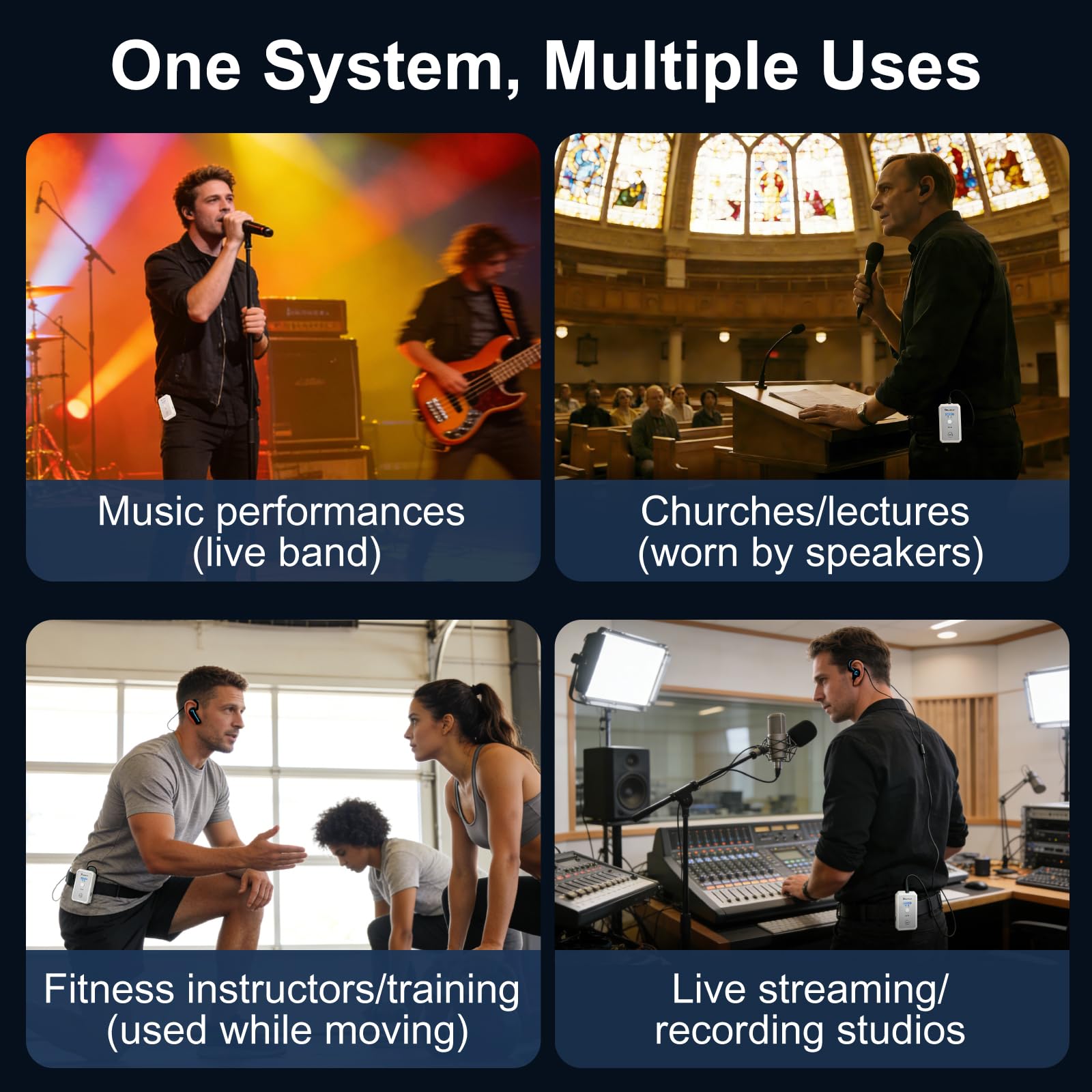 Bolanle P2W Wireless In Ear Monitor System UHF IEM Personal Monitor System | 5 ms ultra-niedrige Latenz, 30 m Reichweite für Sänger, Musiker, Kirche, Band, Live-Bühne