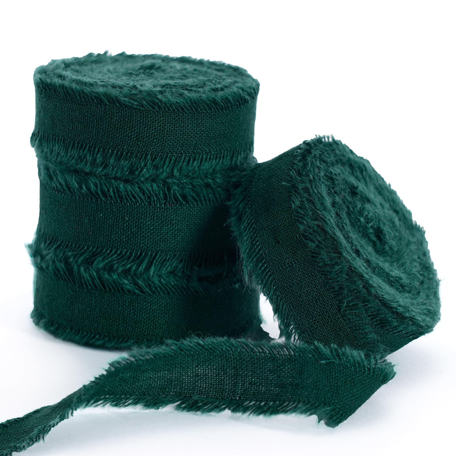 FAKILO Natural Rustic Cotton Ribbon with Frayed Edge, Sage Green 100% Cotton Ribbon 5/8"x 24yds for Vintage Wedding Bouquets,Invitations,Baby Shower,Gift Wrapping,DIY Crafts,Home Decor — view 51