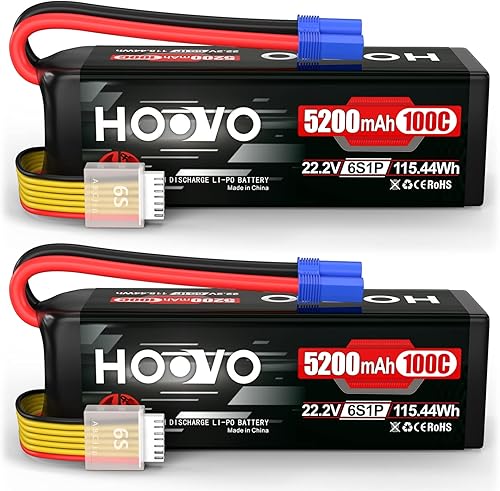 HOOVO 6S Lipo - Batería de 22.2 V 100C 5200 mAh con conector EC5 para auto a control remoto, camión, camión, camión, tanque de buggy, tanque de