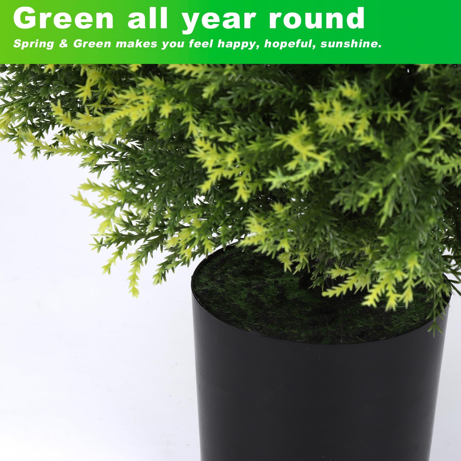 Artificial Topiary Cedar Ball Tree 20'' Fake Cedar Potted Plants Artificial Shrubs Bushes Ball Tree for Indoor Outdoor Home Garden Decor (2 Pack) Product Image 4