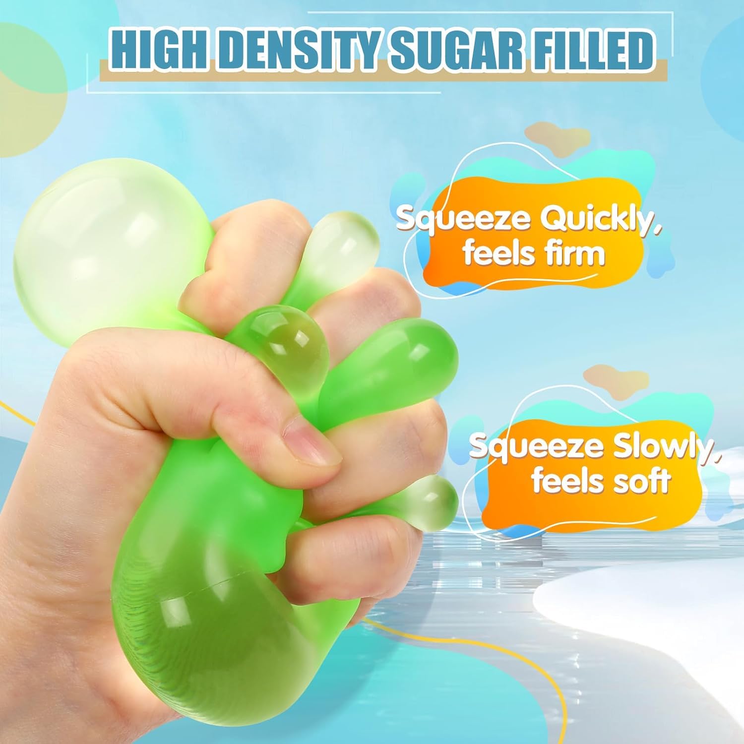 NHR Squishy Gel Cube Toy - Snowflake Squeeze Fidget for Stress Relief, Anxiety & Focus | Soft Sensory Toy for Kids & Adults | Fun Birthday & Party Gift Idea (Multicolors) 4