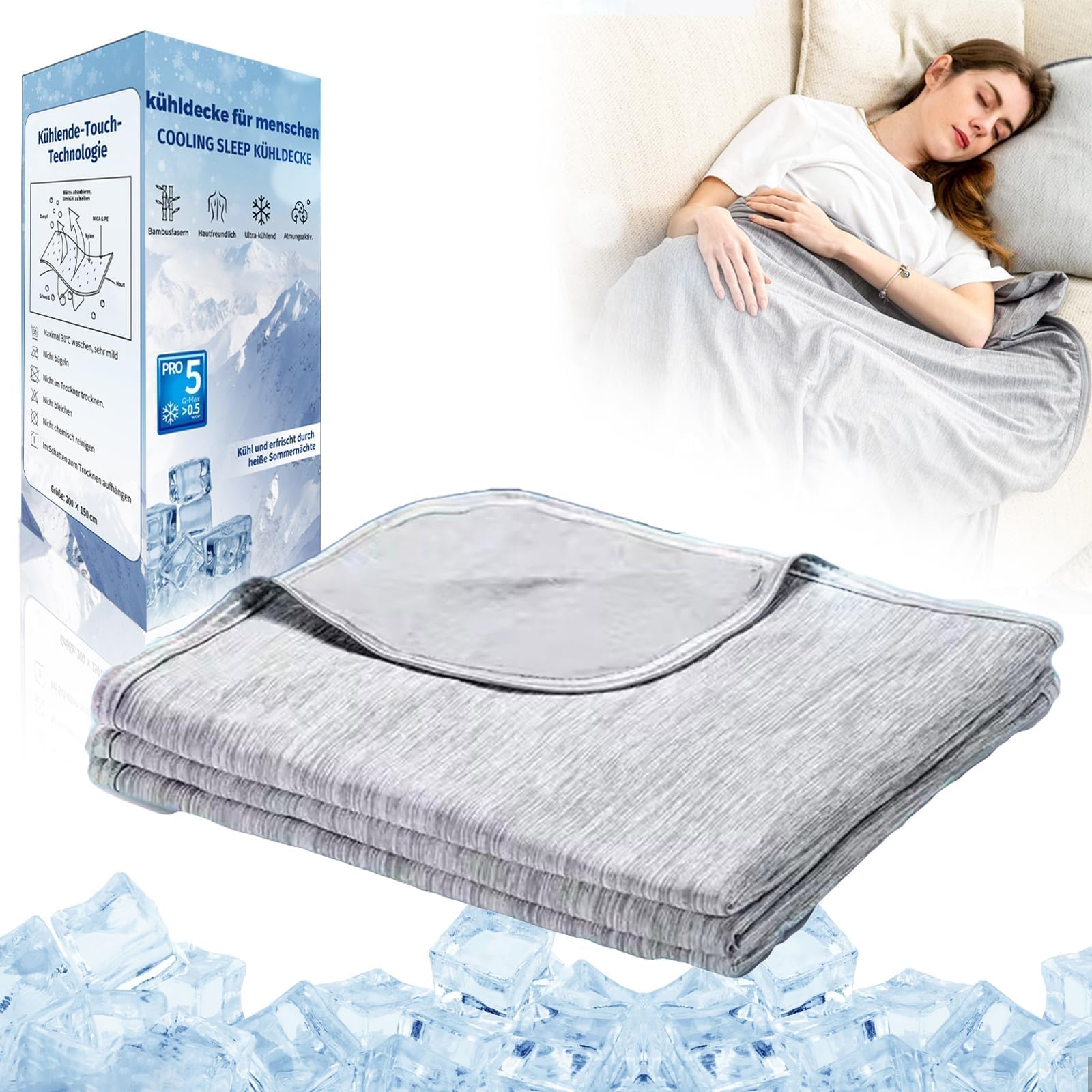 MagicSleep Anfaru Eisdecke Kühldecke Cooling Blanket Arc-Chill 5.0 Q-Max>0.5 Bambus Sommerdecke