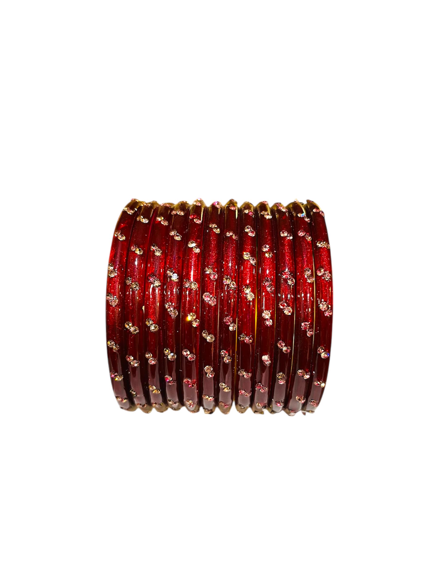 COLORIQUE Lac Bangles Set for Women & Girls – Handcrafted Indian Ethnic Bangles with Sparkling Stone Embellishments (Pack of 12)