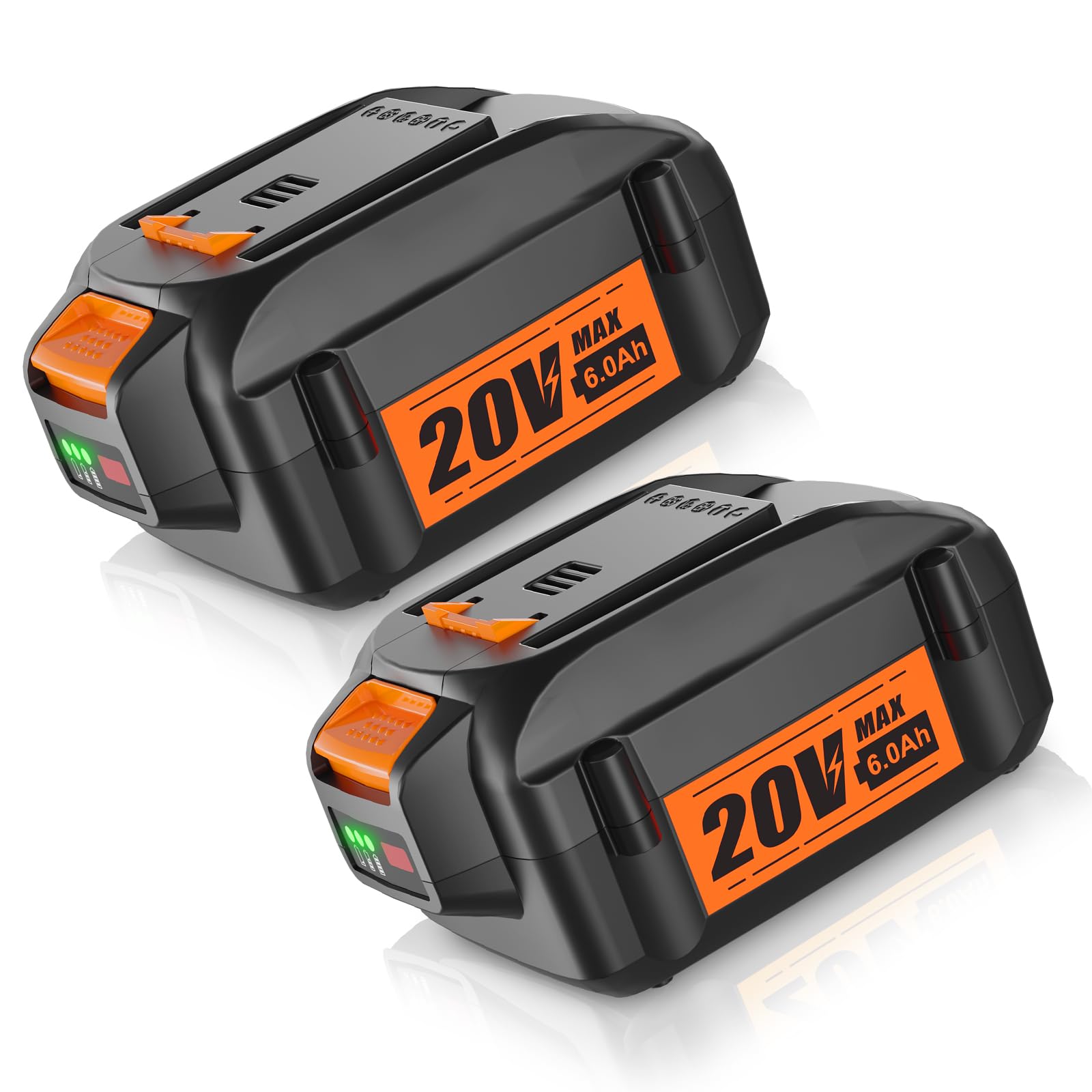 2Pack DSANKE WA3520 20V 6.0Ah Replacement for Worx 20V Battery WA3520 WA3525 WG151s WG155s WG251s WG255s, WG540s, WG545s, WG890, WG891 Worx 20Volt Lithium ion Cordless Power Tools