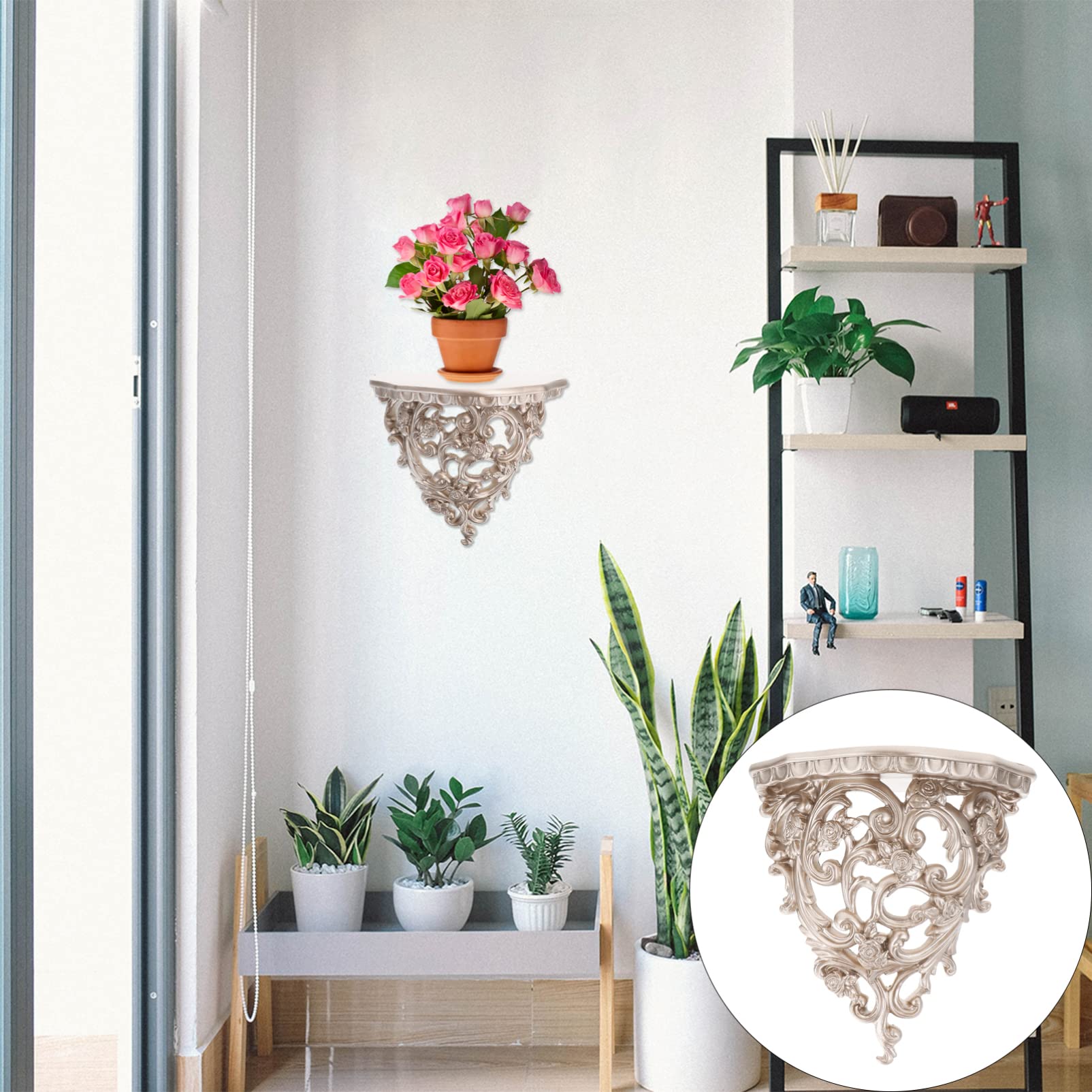 Aazon.co: DOITOOL 2Pcs Vintage Wall Shelf Floating Shelves, Gold Wall Hanging Rack European