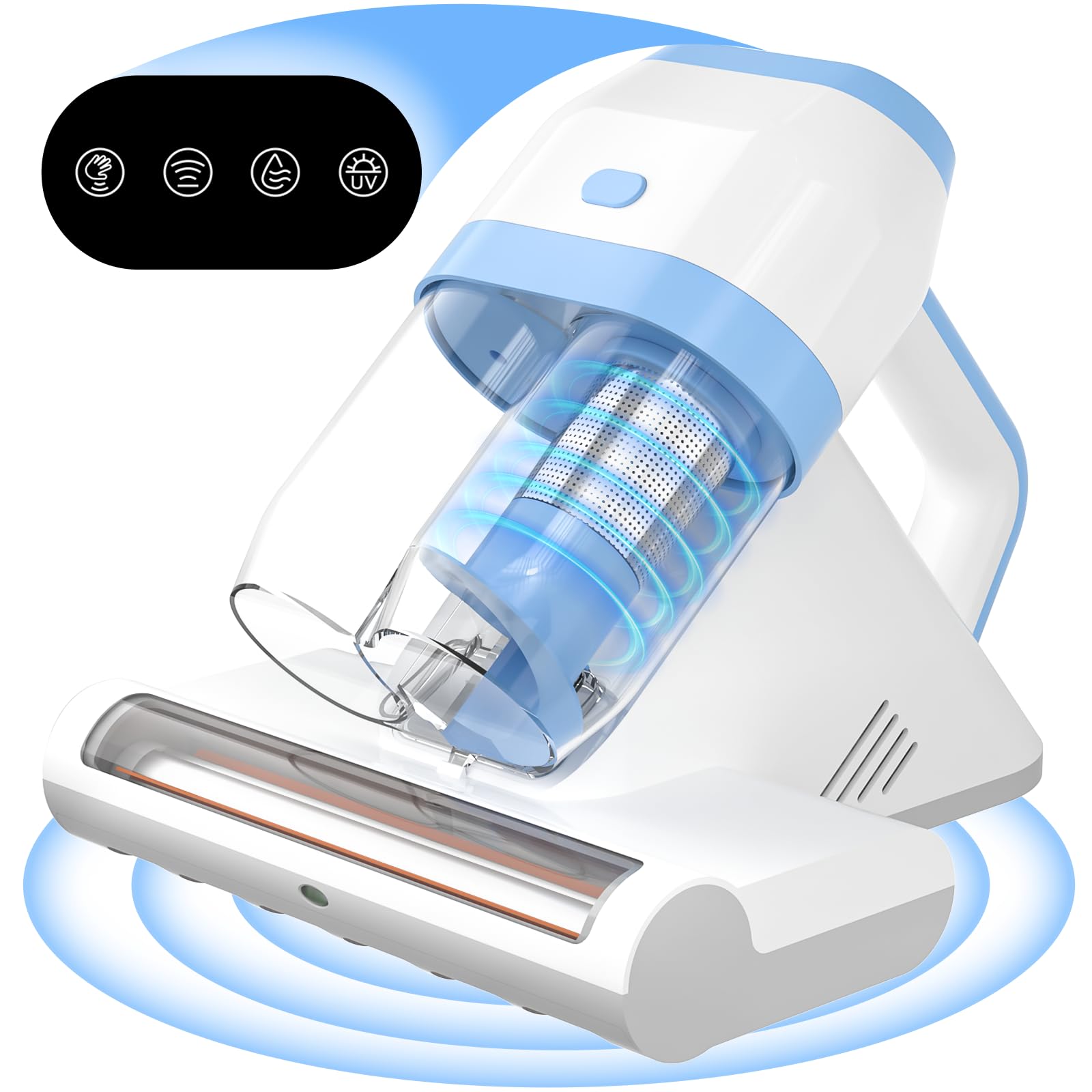 XEEUEX Battimaterasso Antiacaro, Aspira Acari per Materassi e Divani con Luce UV-C, Aspirapolvere per Materassi 500W, 15kpa, Antibatterica, Rimuove Allergeni e Capelli, rimuove il 99,9%, Con Filo