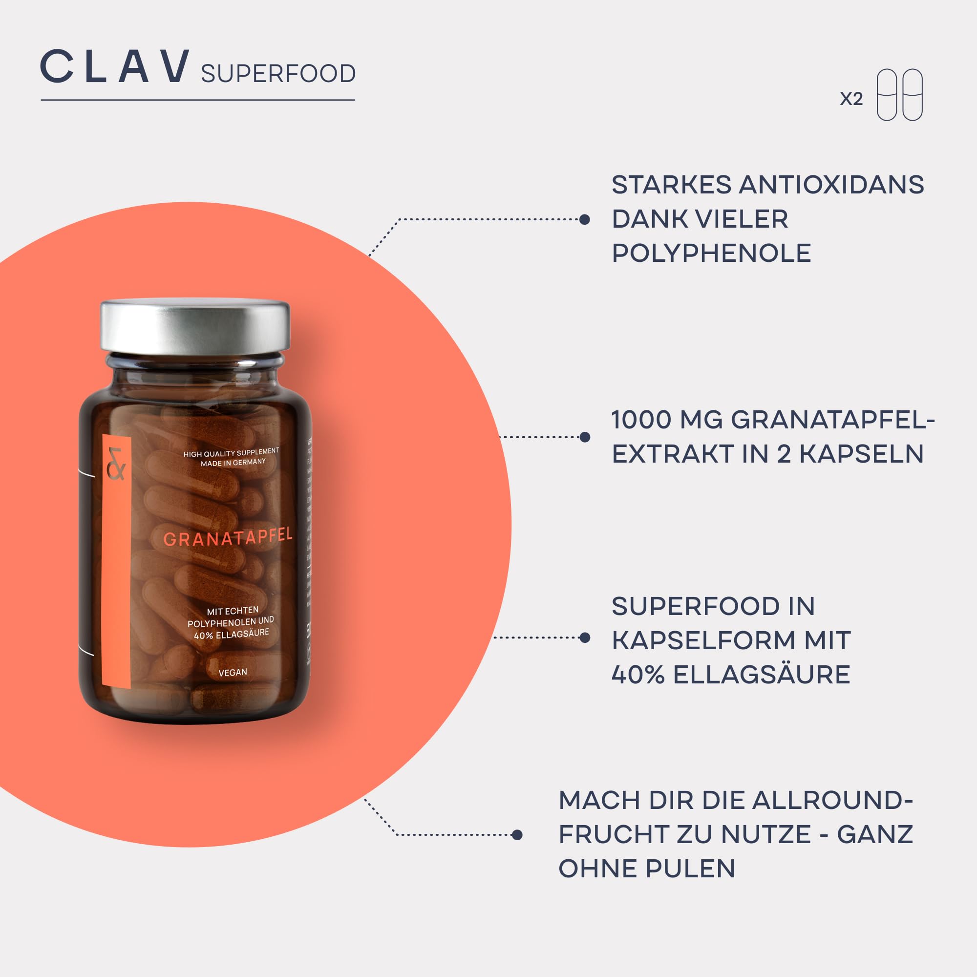 Superfood Set - Brokkoli Extrakt mit 10% Sulforaphan, Sibirischer Ginseng, Granatapfelextrakt mit 40% Ellagsäure - Reich an Antioxidantien