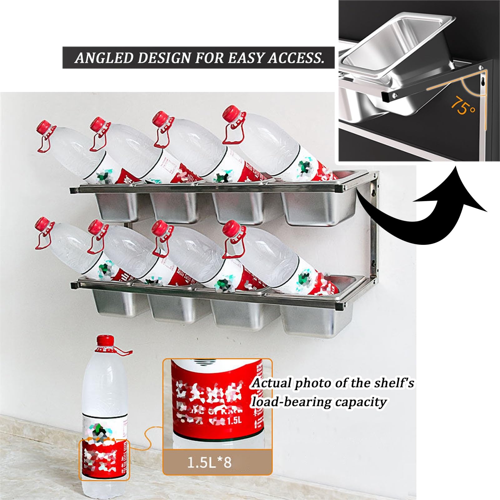 Stazione per pizza in acciaio inox con cucchiai e coperchi, a parete, multi-scomparto, portaspezie, organizer per cucina e ristorante, porta condimenti