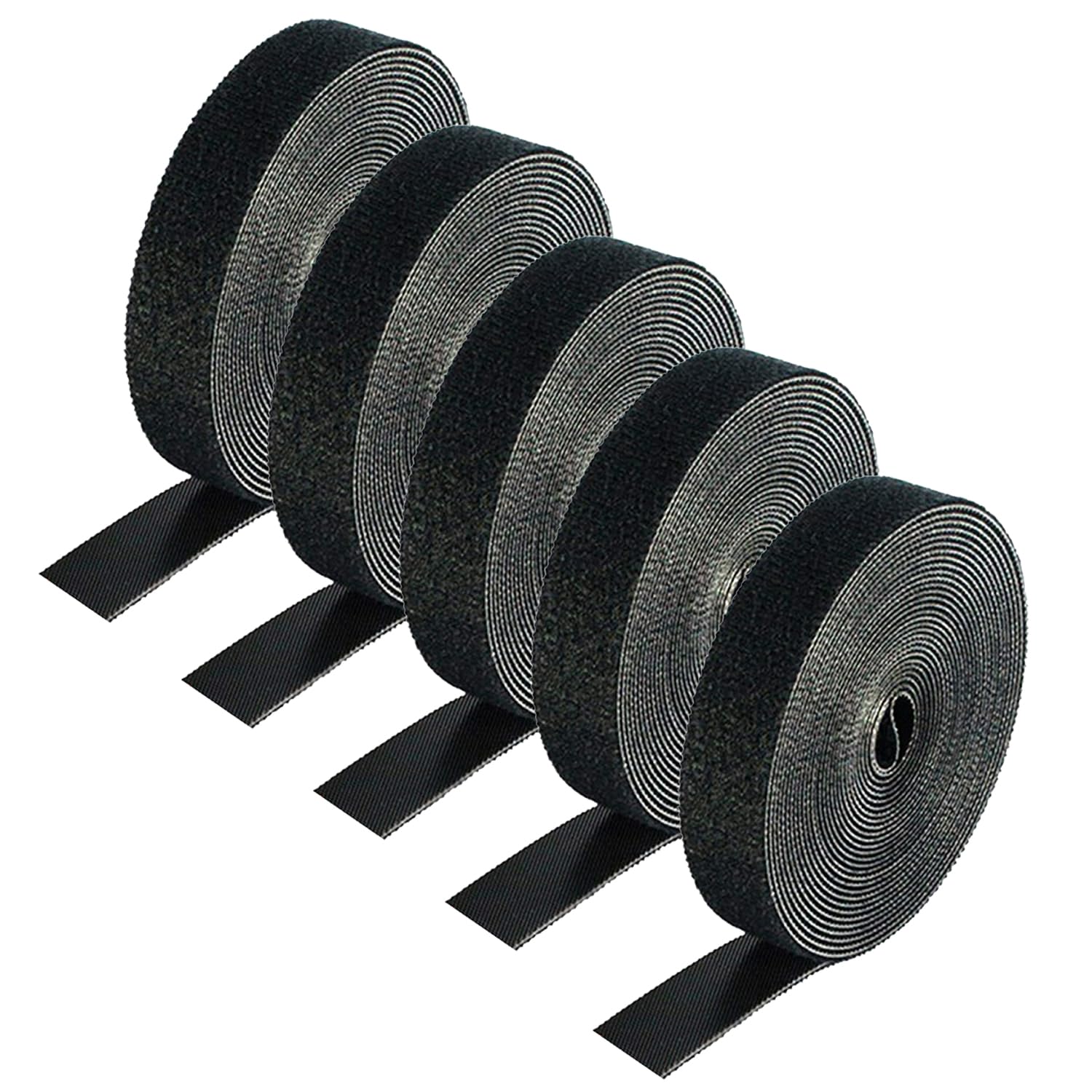 ARURA (LABEL) Multi-purpose Adjustable Data Cable Management Tie with Magic Tape Ultra-thin Back-to-Back Hook-and-Loop Fastener Tie Strap Computer Wire Wrap Strap (Black, 5)-image-36