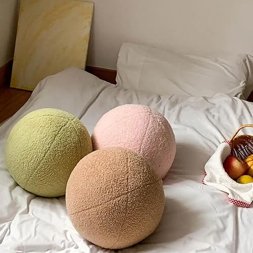 Miniatura 4 de Almohada de esfera redonda de 11.8 pulgadas, almohada de felpa para sofá, decoración del hogar (camello, 11.8 pulgadas)