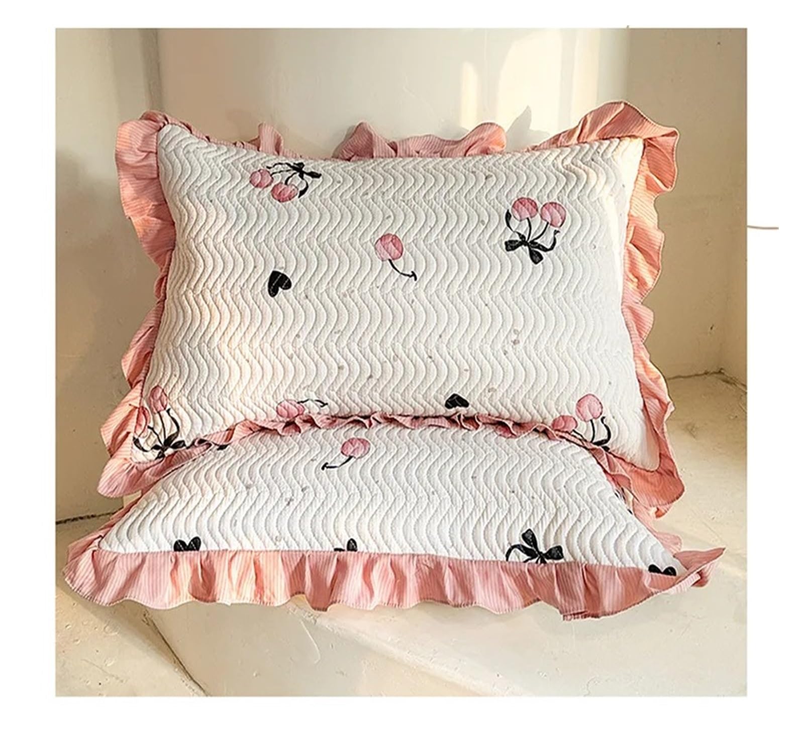 Colcha Cama Funda de Cama con Estampado Grueso, Funda Almohada, Juego Tres Piezas, Individual, Doble, Antideslizante, Falda Volantes, colchas Textiles for el hogar(Color-05)