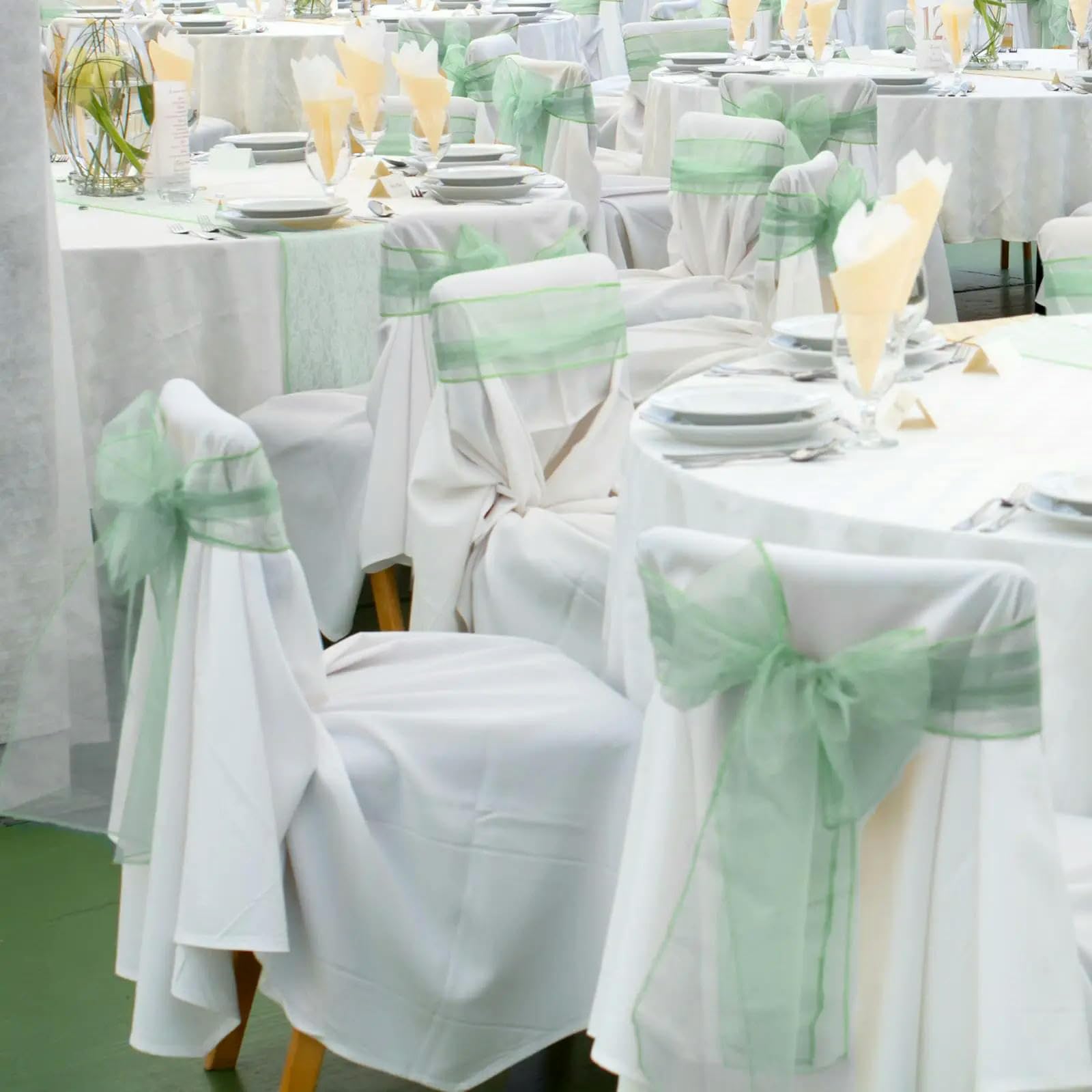 Trimming Shop 100 Lazos De Organza, Color Verde Oliva, Para Cubierta De Silla, Para Bodas Y Fiestas, Lazos De Organza