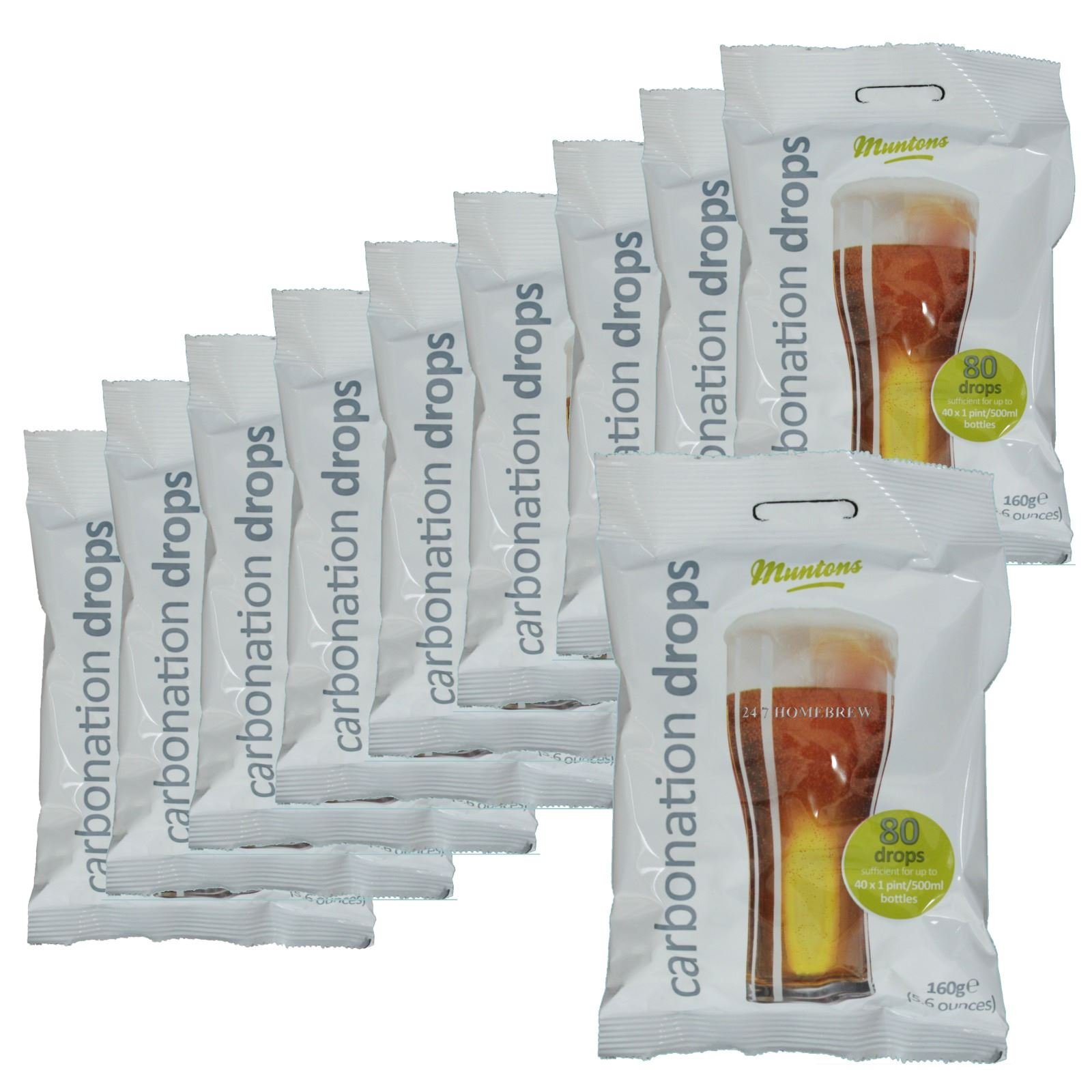 10x Muntons Carbonation Drops 80 160g Sugar Tablets for Priming Beer & Cider