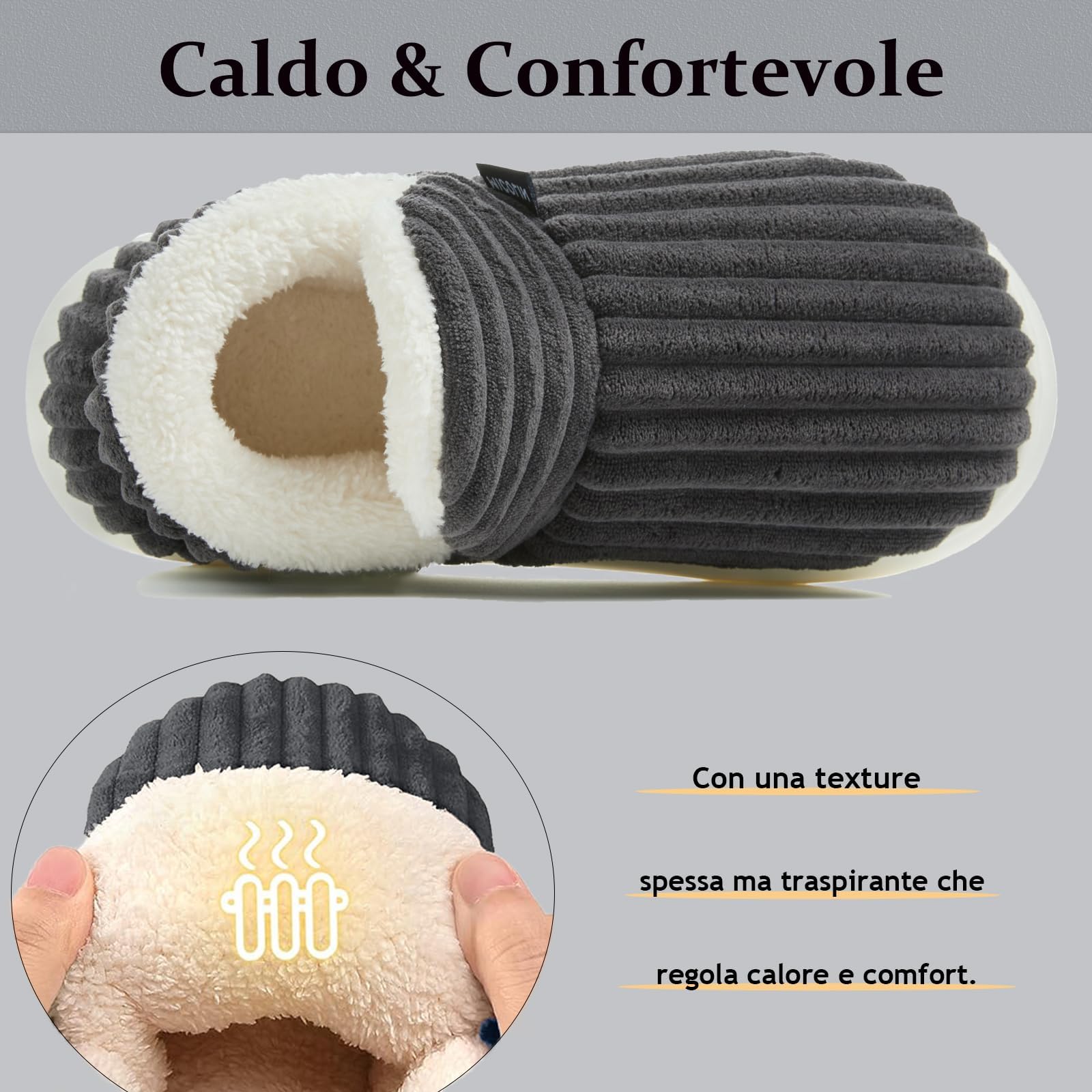 Coswind Pantofole Donna Uomo Invernali Ciabatte Calde Chiuse Peluche with Memory Foam Pelose Eleganti Comode Morbide Antiscivolo