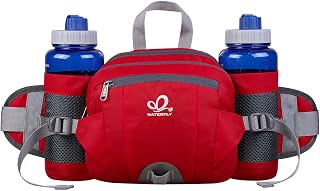 WATERFLY Fanny Pack Waist Bag: Fannie Pack 2 Water Bottle Holders Lumbar Belt Hiking Walking Running Jogging Camping Large Woman Man (Bottle Not Included)