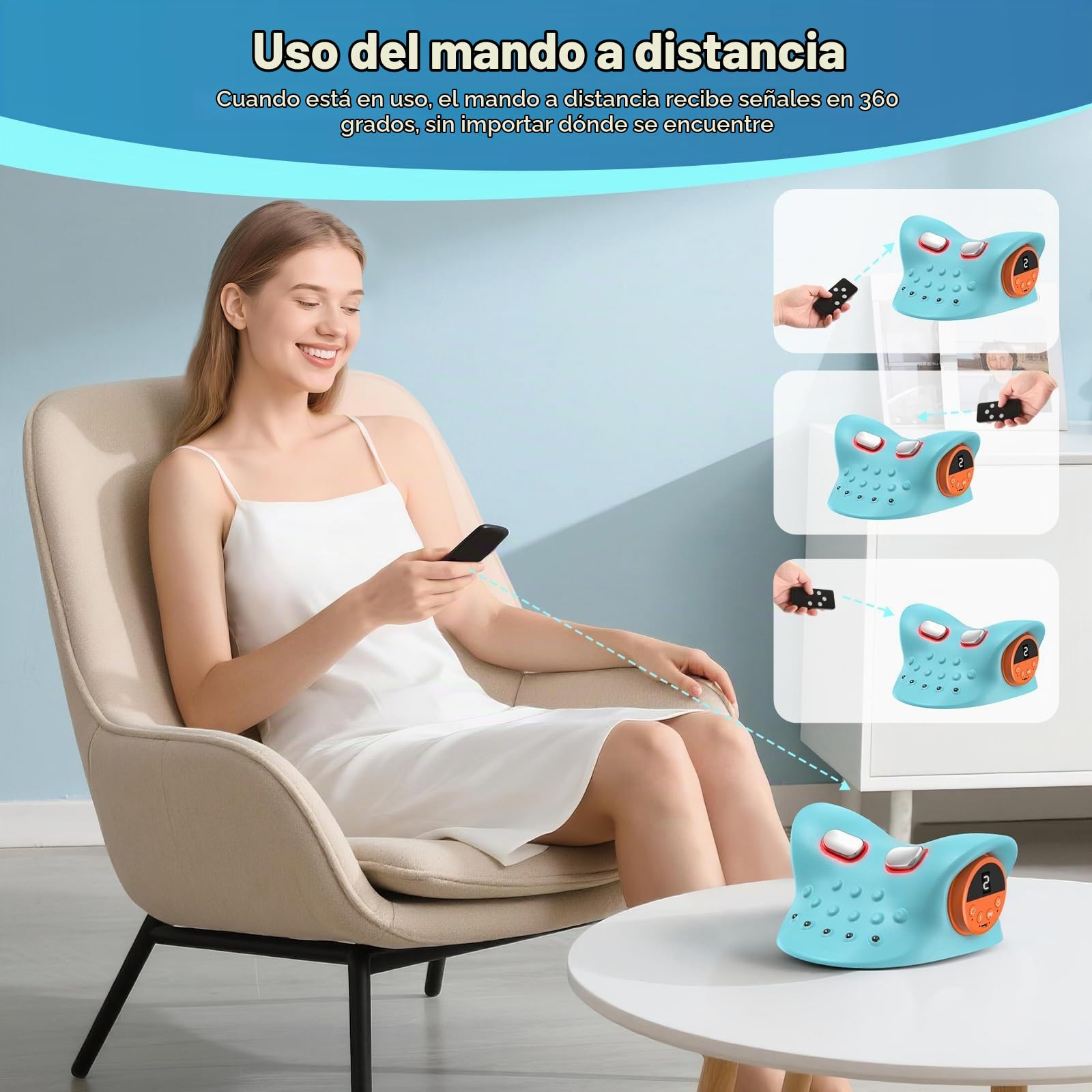 Nueva Almohada Cervicales y Cuello 2026,Almohada Cervicales y Cuello 3 En 1 | Con 3 Niveles De Compresión Caliente y Vibración, 9 Niveles De Intensidad,Operación De Control Remoto De 360 Grados