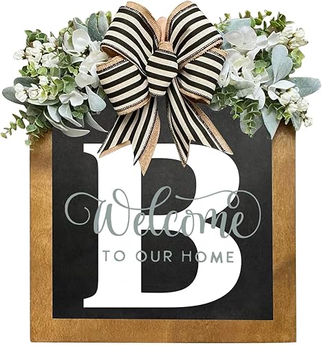 QSXLTS Corona de puerta delantera con nombre inicial 2023 para puerta delantera de 16 pulgadas, guirnalda de letrero de bienvenida personalizada