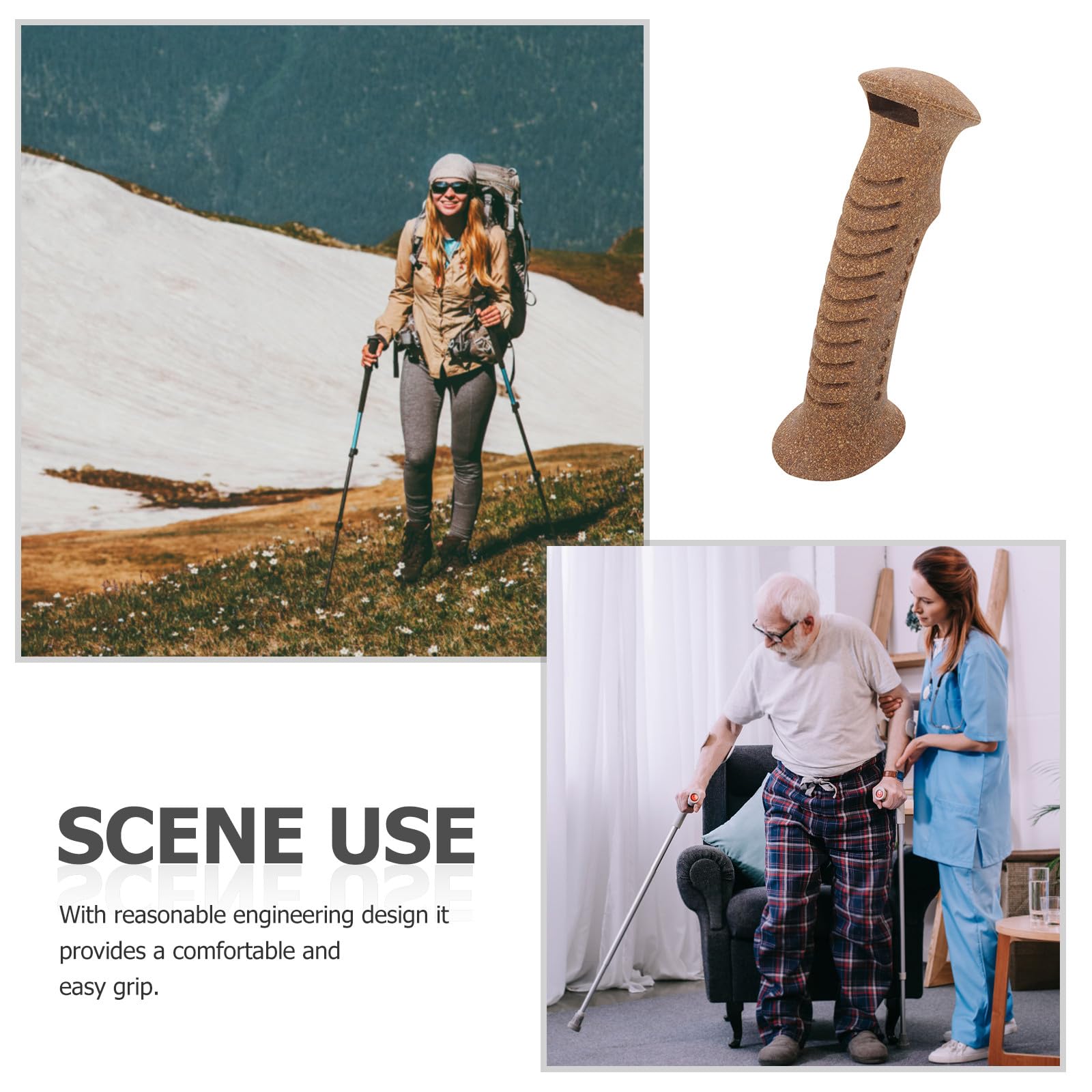 Poignée Liège Randonnée Confortable Remplacement pour Bâton de Marche et Ski Manche Antidérapant Accessoire Randonnée Compatible Multiples Marques
