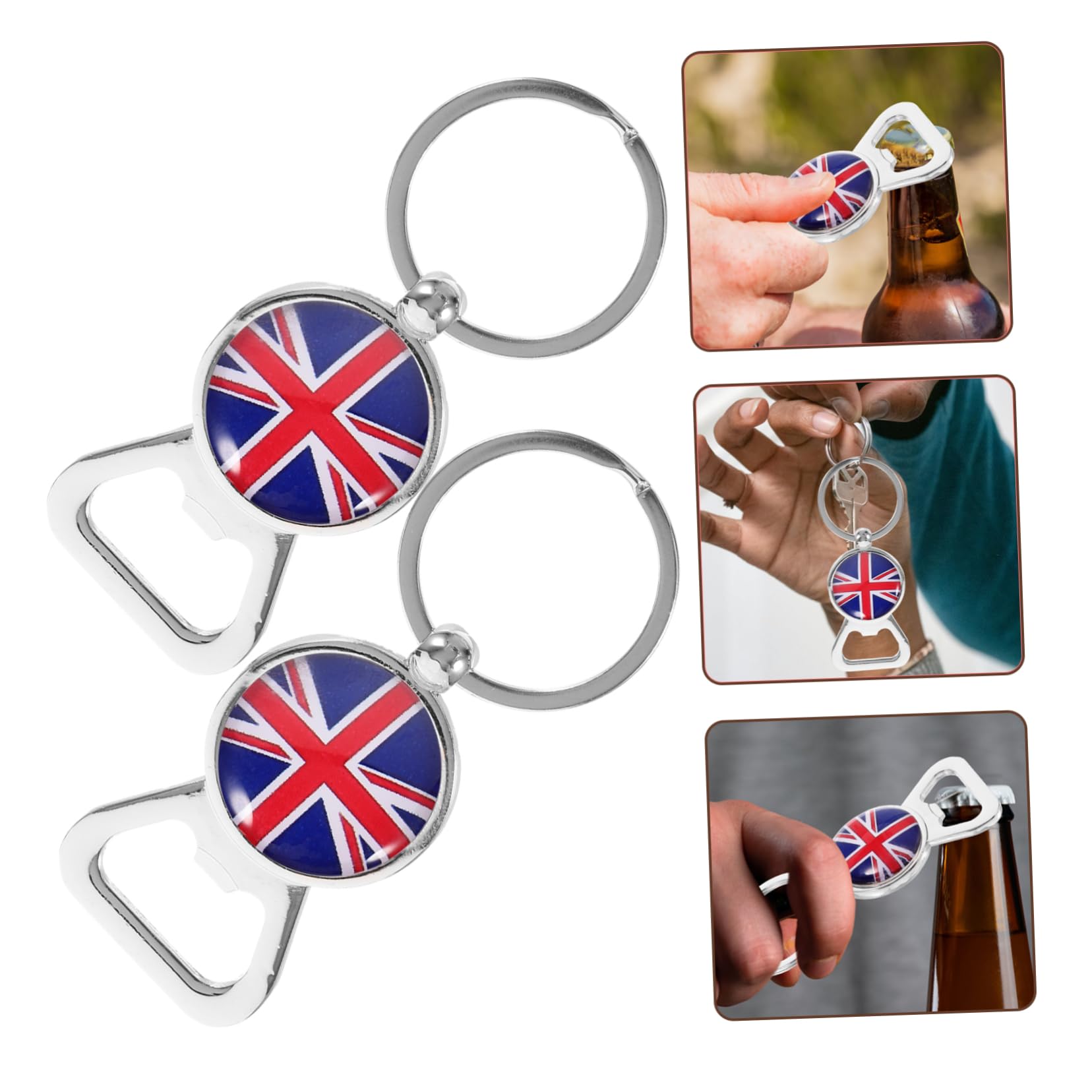 SOLUSTRE 10pezzi Apribottiglie Portachiavi Apribottiglie Decorativi Inossidabile Uk Flag Per e Speciali