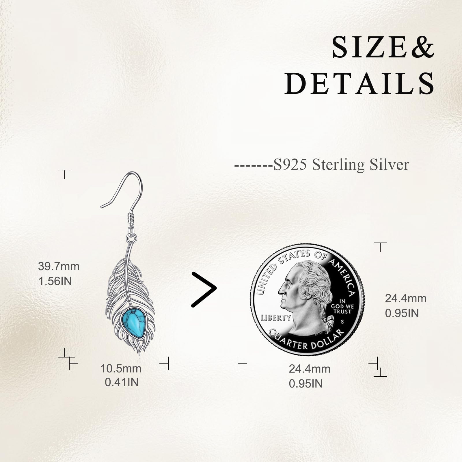 Orecchini pendenti da donna in argento Sterling 925 con piume turchesi, gioielli in stile occidentale