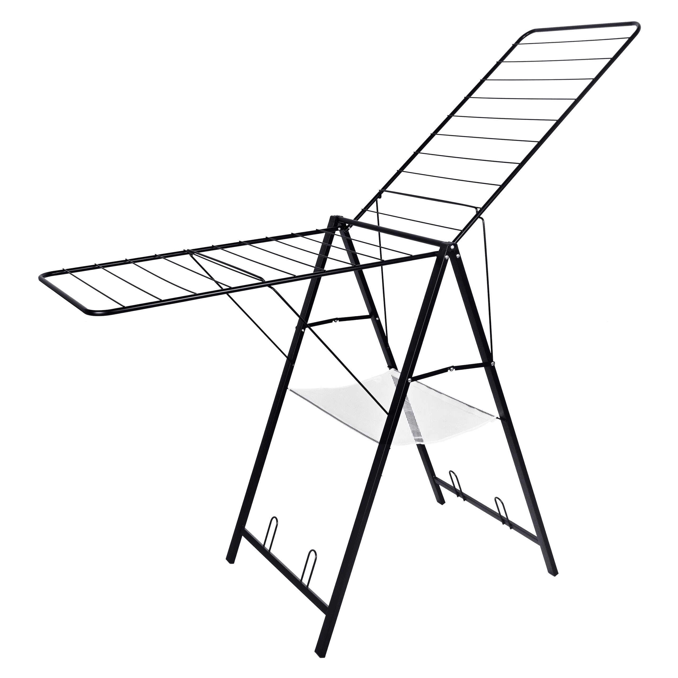 Relaxdays Stendibiancheria pieghevole in metallo, nero | HxLxP: 104,5 x 171 x 58 cm, 2 bracci regolabili