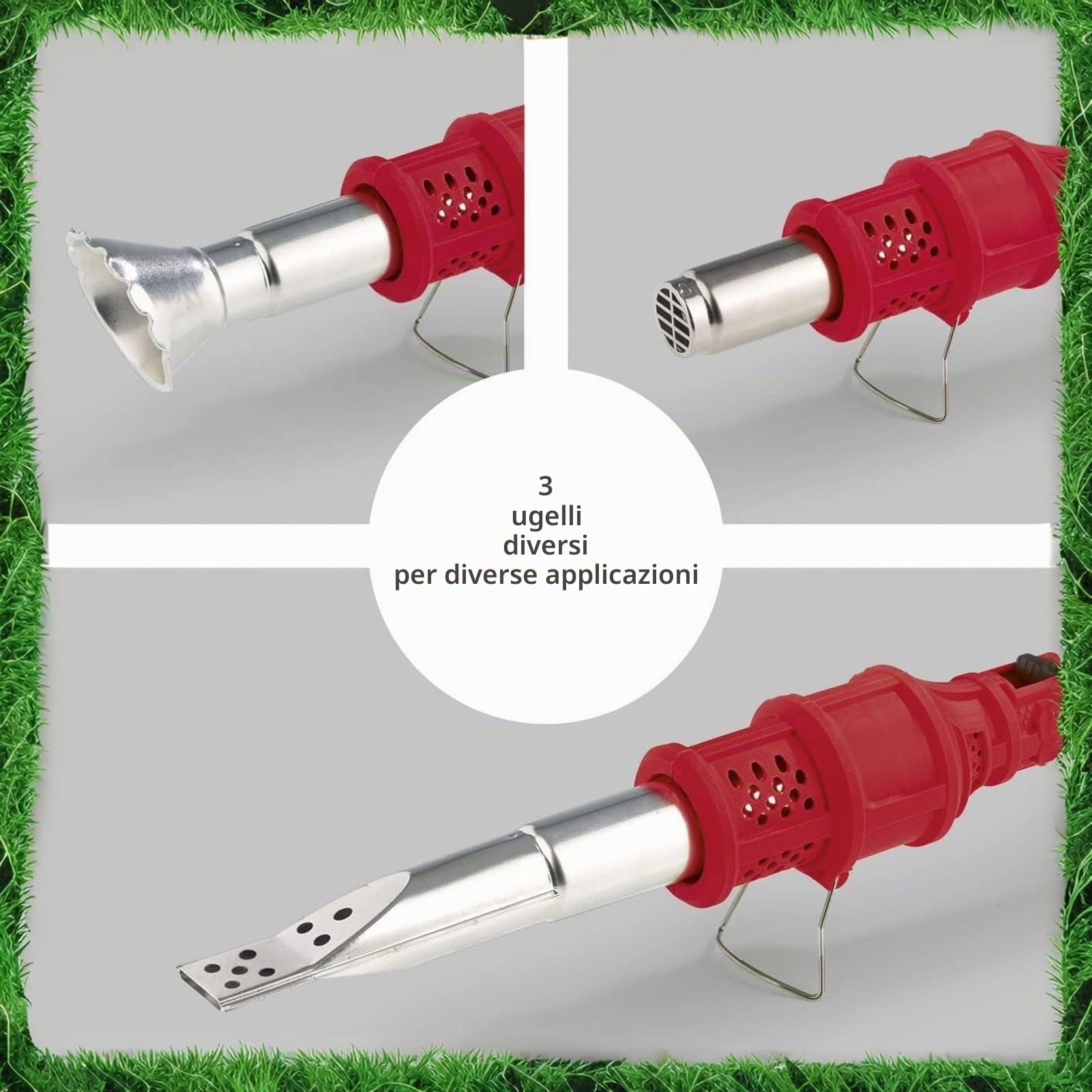 Diserbante Termico Elettrico 2000W - Bruciatore A 650℃ con Accenditore BBQ, 2 Ugelli + Cavo 1,8m per Giardino/Terrazza (modalità Fiamma & Aria Calda)