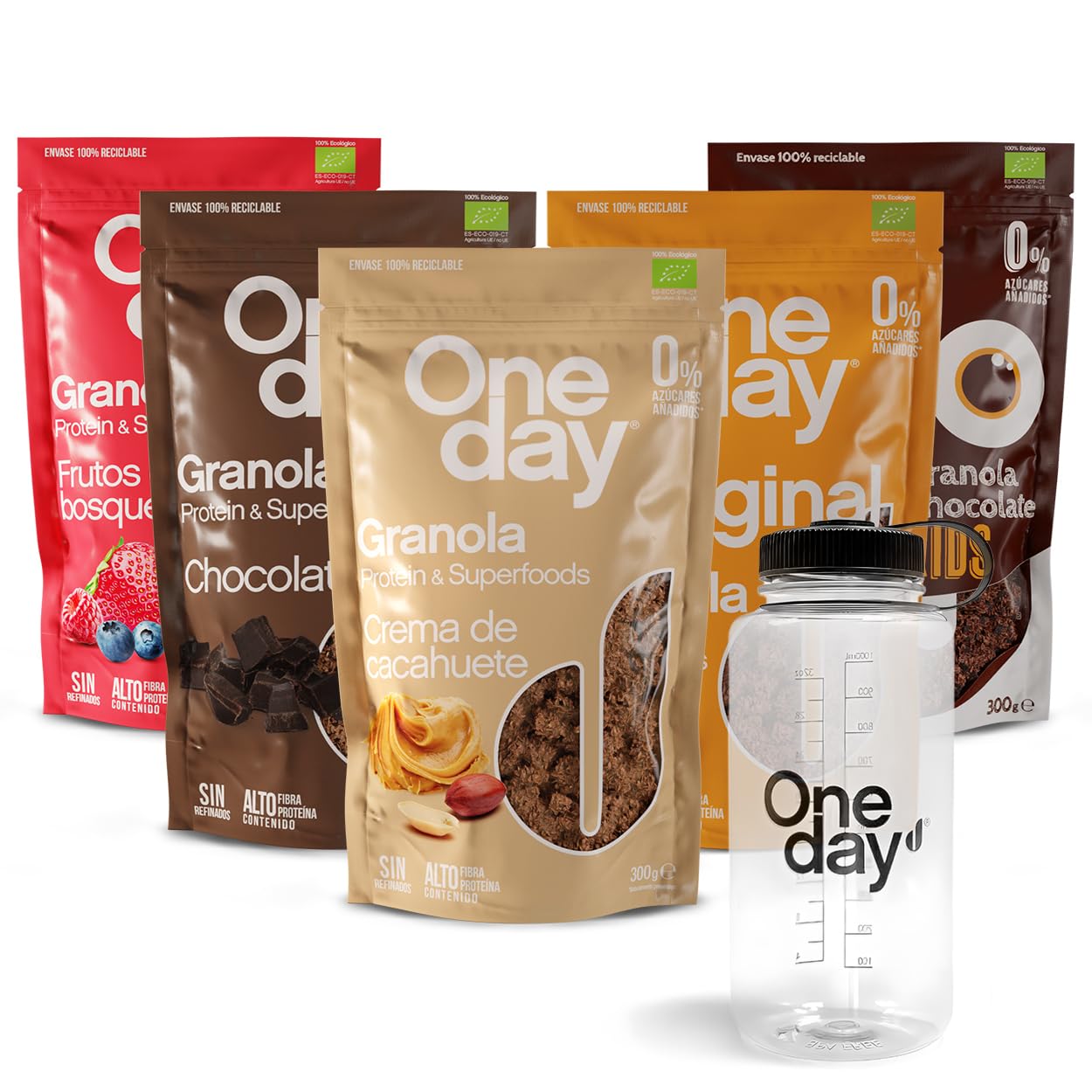 ONE DAY Granola Ecologica, Sin Azucares Añadidos, Alto en Proteína con Superfoods, Altro en Fibra, Pack 6 x 300g (Original, Pack 6 unidades) — view 7